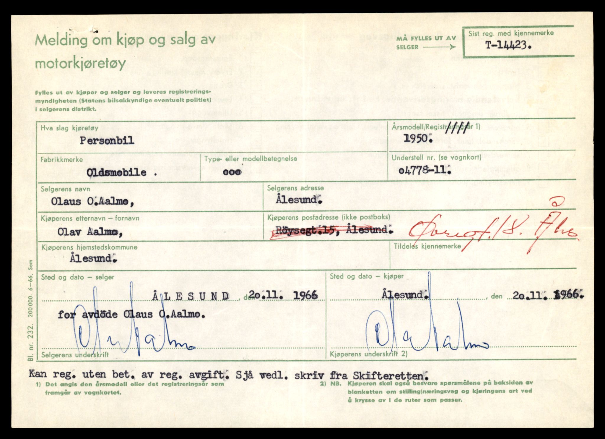 Møre og Romsdal vegkontor - Ålesund trafikkstasjon, AV/SAT-A-4099/F/Fe/L0045: Registreringskort for kjøretøy T 14320 - T 14444, 1927-1998, p. 2631