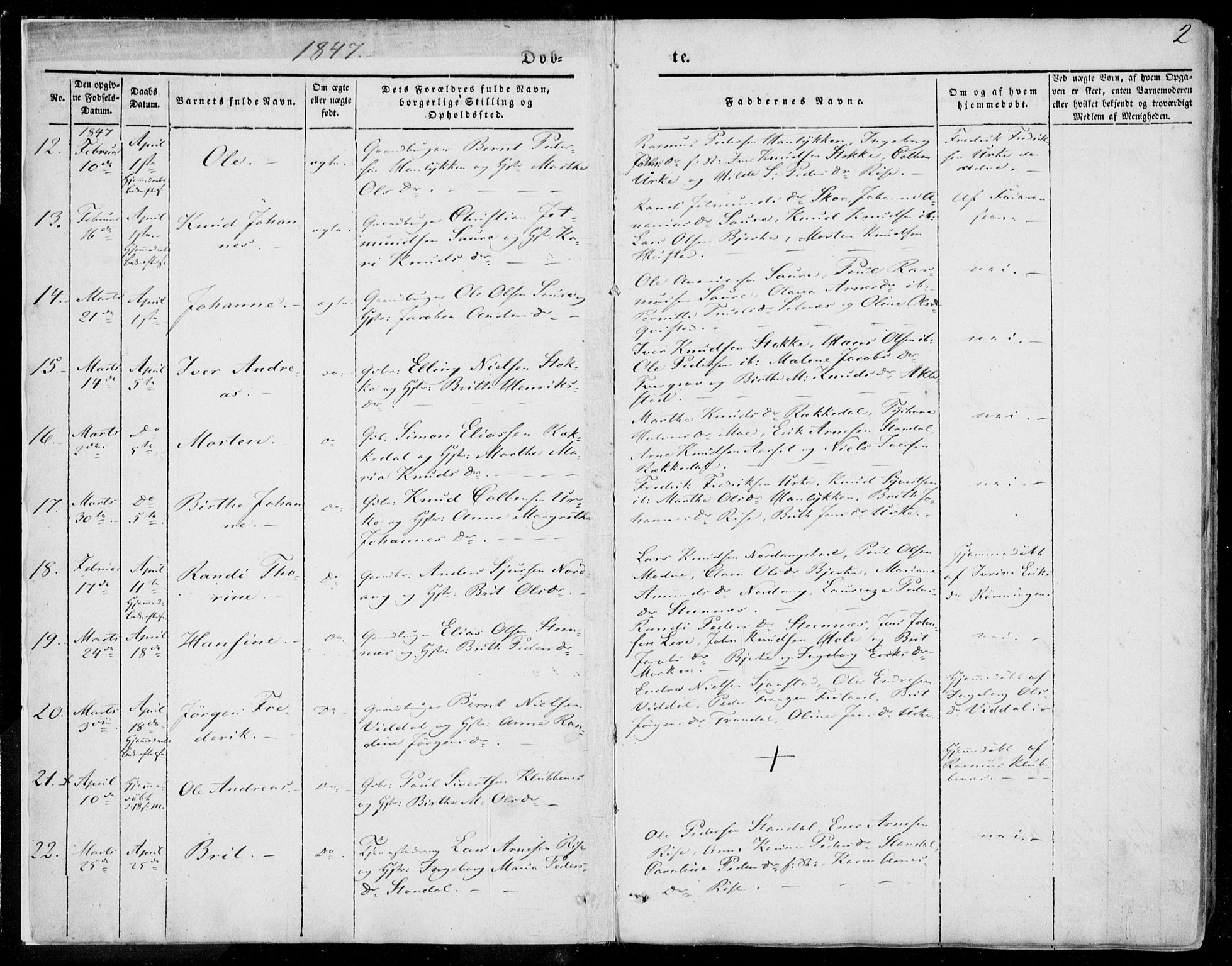 Ministerialprotokoller, klokkerbøker og fødselsregistre - Møre og Romsdal, SAT/A-1454/515/L0209: Parish register (official) no. 515A05, 1847-1868, p. 2