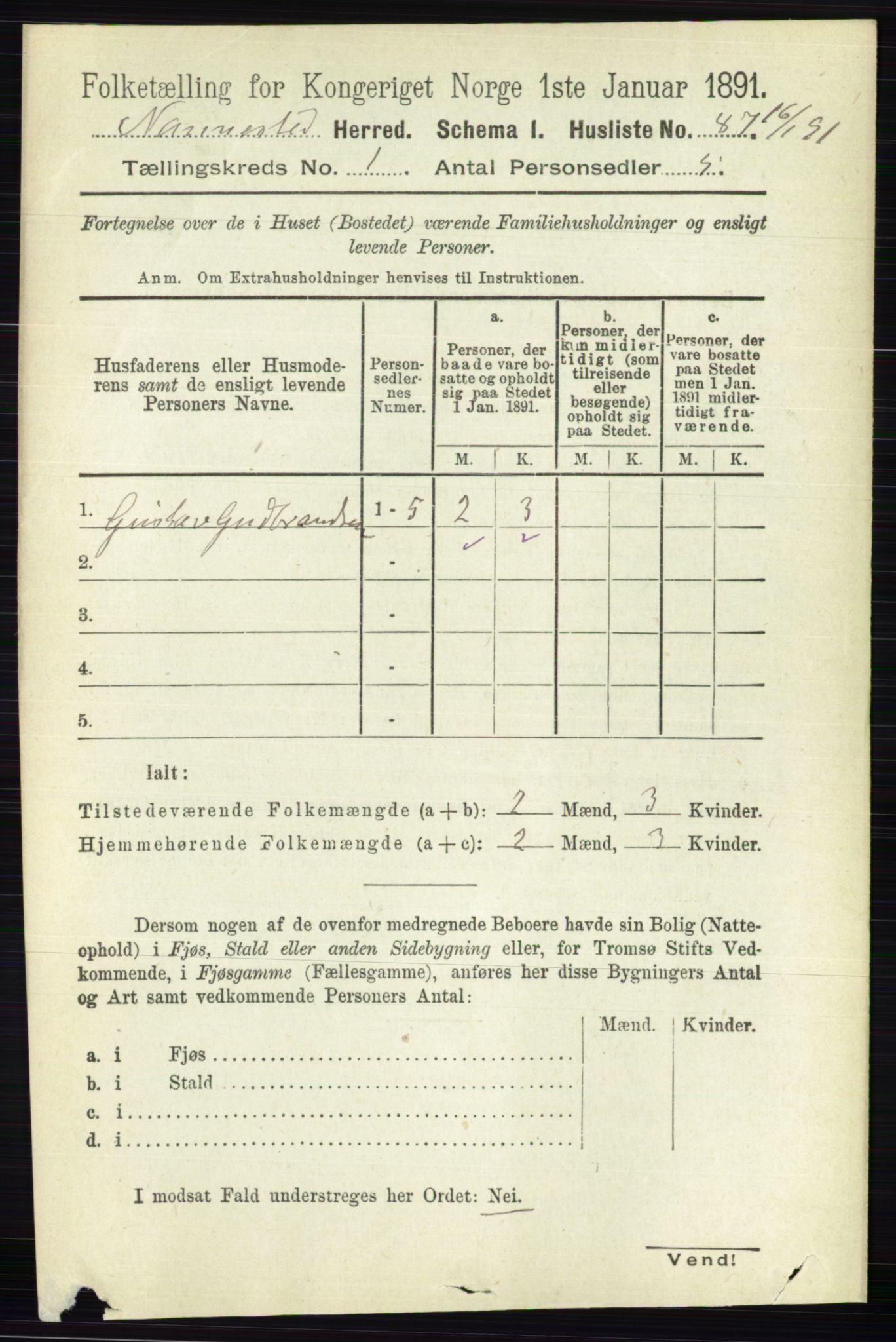 RA, 1891 census for 0238 Nannestad, 1891, p. 117