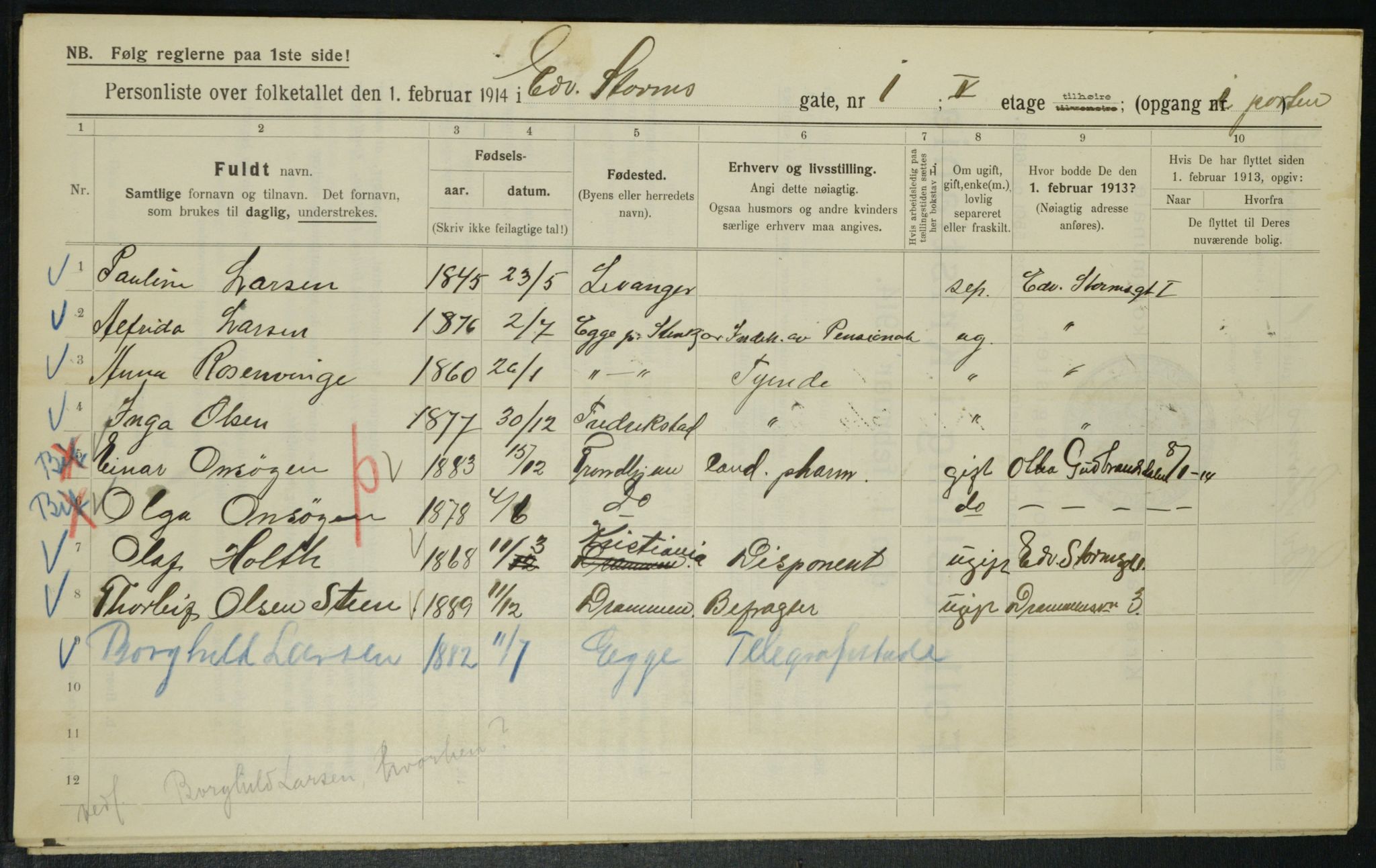 OBA, Municipal Census 1914 for Kristiania, 1914, p. 18876