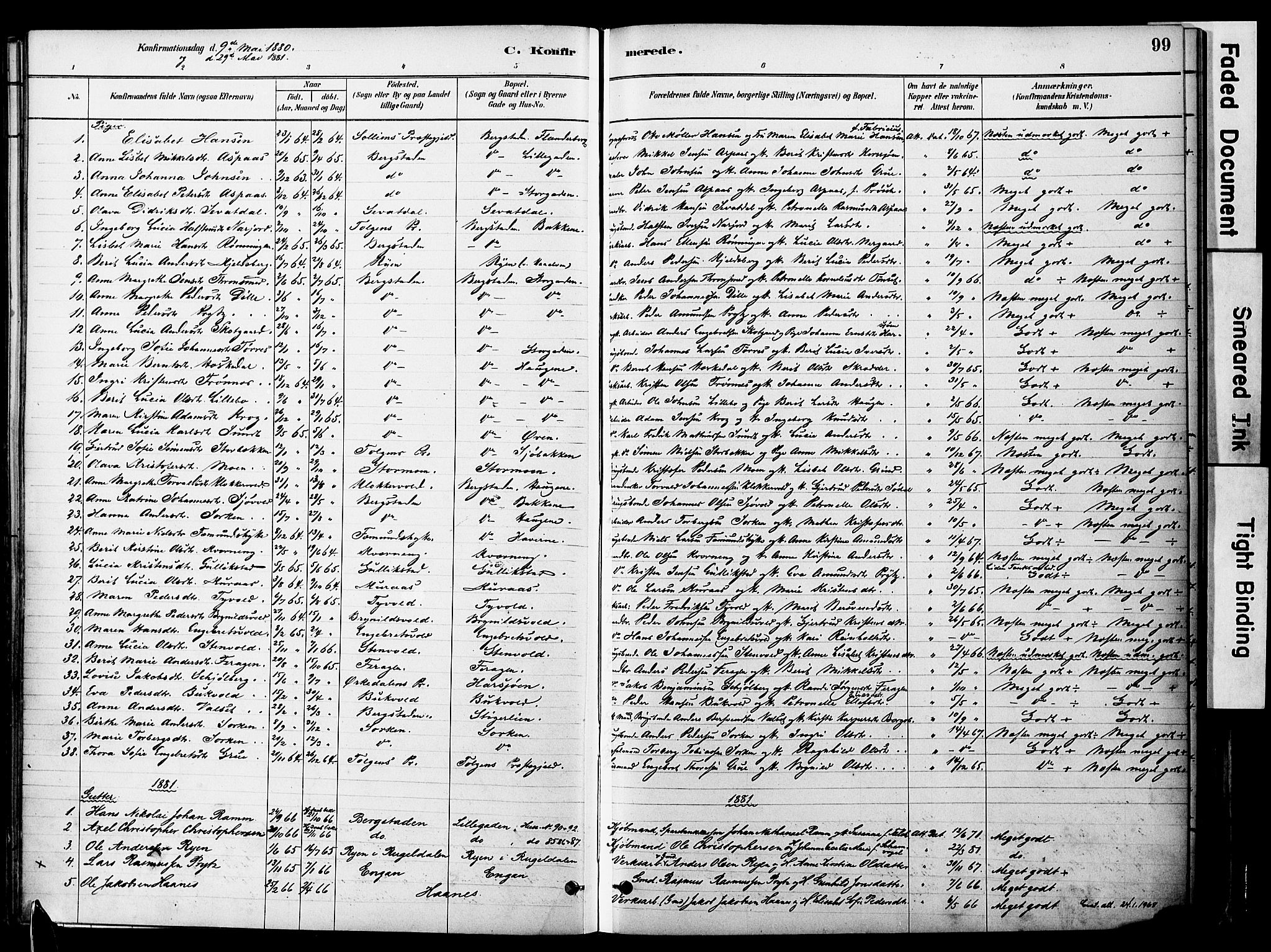 Ministerialprotokoller, klokkerbøker og fødselsregistre - Sør-Trøndelag, SAT/A-1456/681/L0933: Parish register (official) no. 681A11, 1879-1890, p. 99