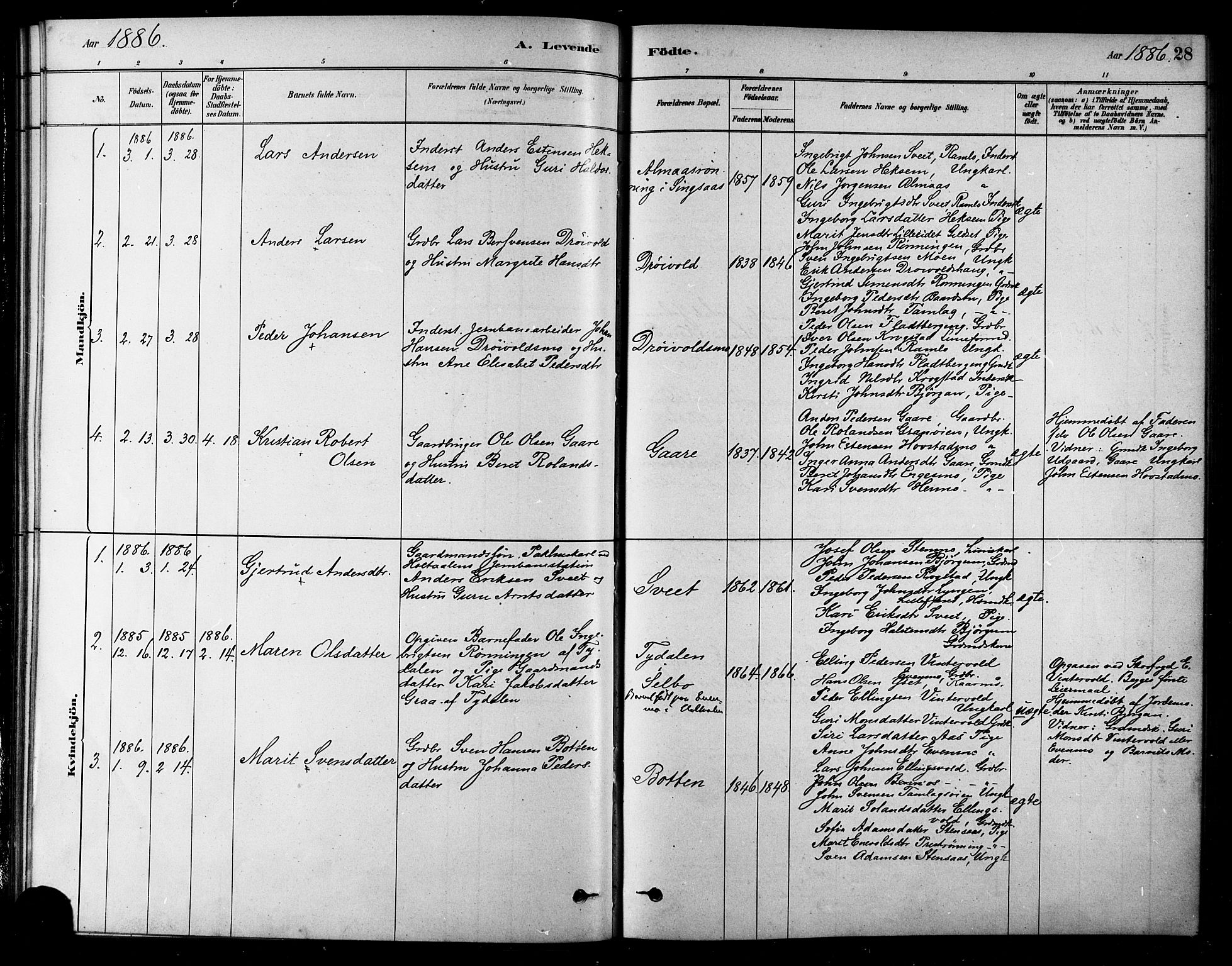 Ministerialprotokoller, klokkerbøker og fødselsregistre - Sør-Trøndelag, SAT/A-1456/685/L0972: Parish register (official) no. 685A09, 1879-1890, p. 28