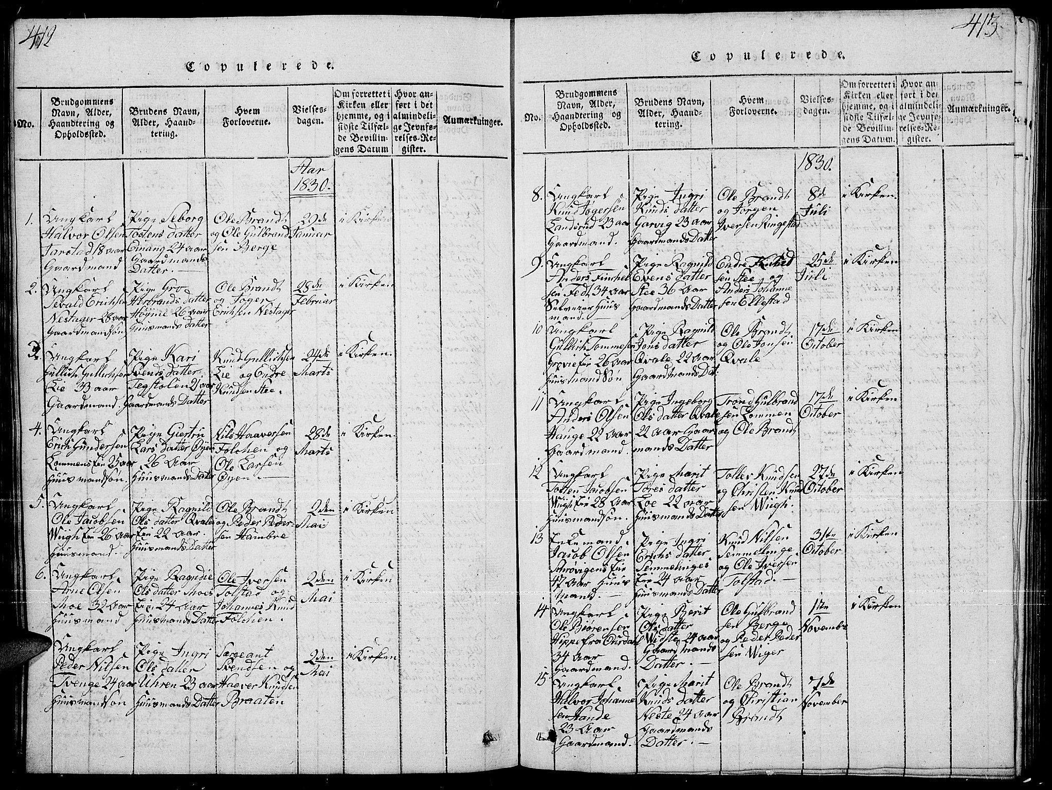 Slidre prestekontor, SAH/PREST-134/H/Ha/Hab/L0001: Parish register (copy) no. 1, 1814-1838, p. 412-413