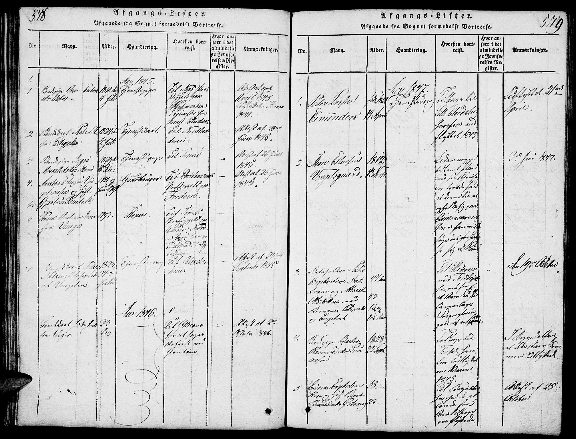 Tolga prestekontor, SAH/PREST-062/L/L0003: Parish register (copy) no. 3, 1815-1862, p. 578-579