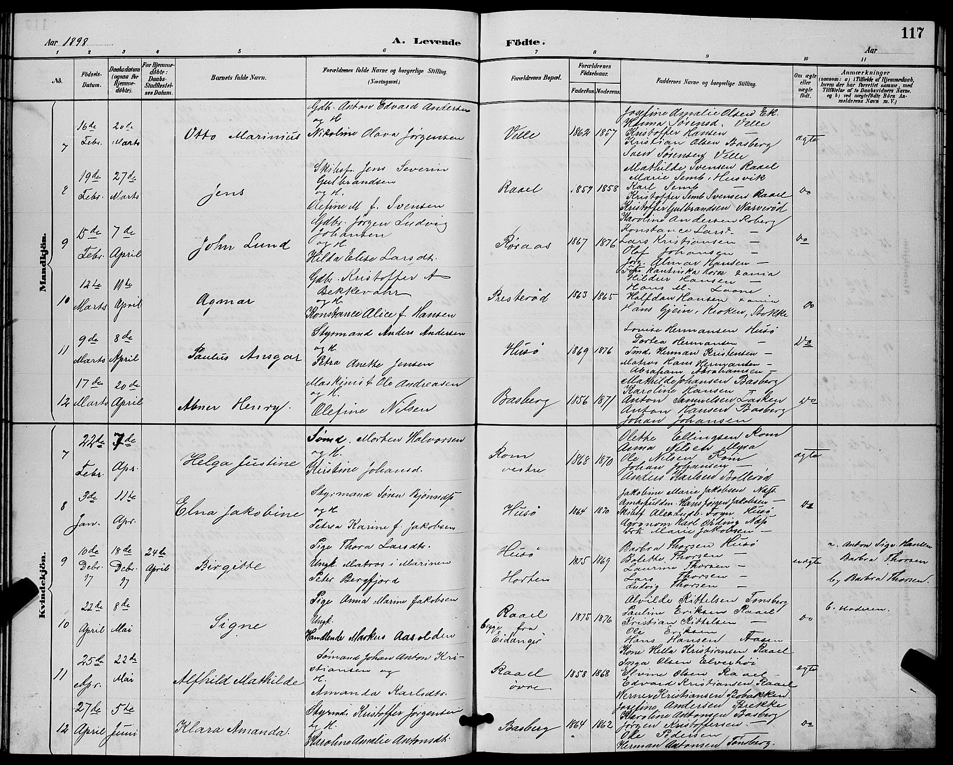 Sem kirkebøker, AV/SAKO-A-5/G/Gb/L0002: Parish register (copy) no. II 2, 1886-1899, p. 117