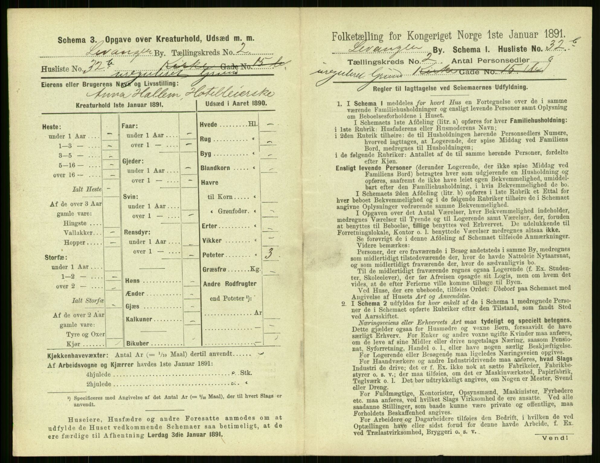 RA, 1891 census for 1701 Levanger, 1891, p. 490