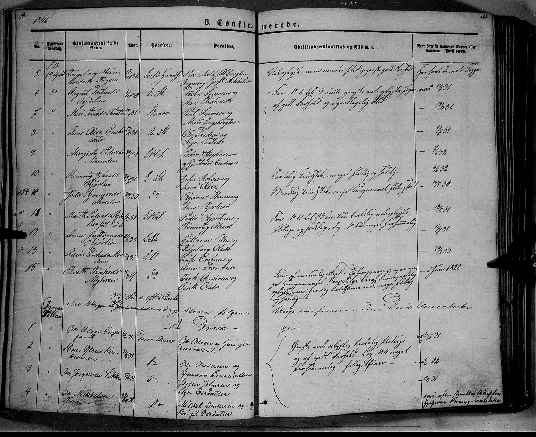 Lesja prestekontor, SAH/PREST-068/H/Ha/Haa/L0006: Parish register (official) no. 6A, 1843-1854, p. 384-385