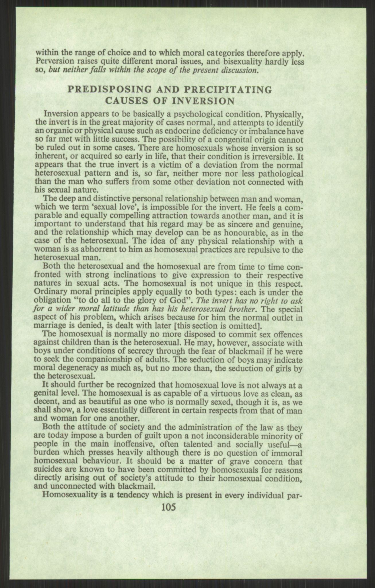 Justisdepartementet, Lovavdelingen, AV/RA-S-3212/D/De/L0029/0001: Straffeloven / Straffelovens revisjon: 5 - Ot. prp. nr.  41 - 1945: Homoseksualiet. 3 mapper, 1956-1970, p. 235