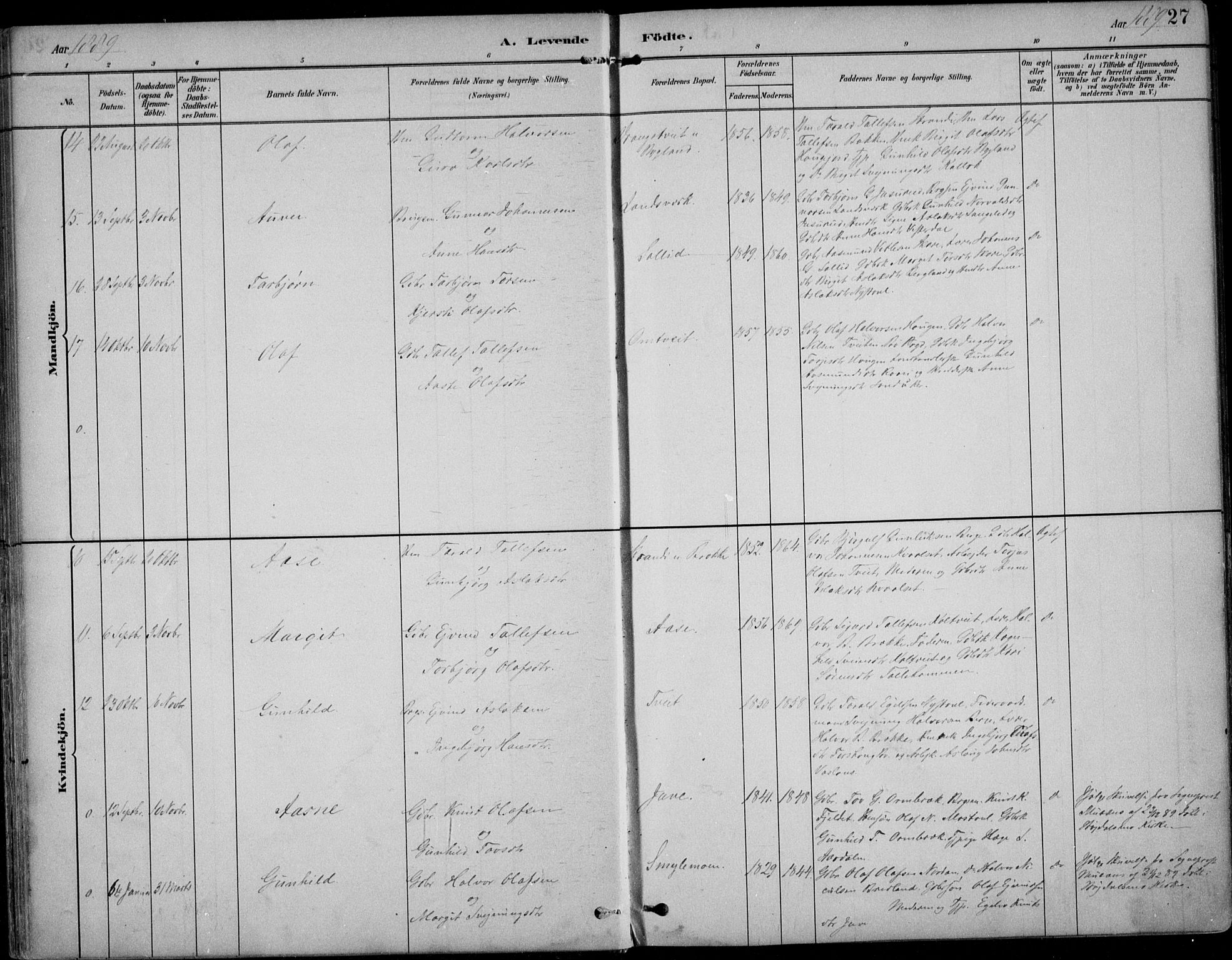 Kviteseid kirkebøker, AV/SAKO-A-276/F/Fb/L0002: Parish register (official) no. II 2, 1882-1916, p. 27