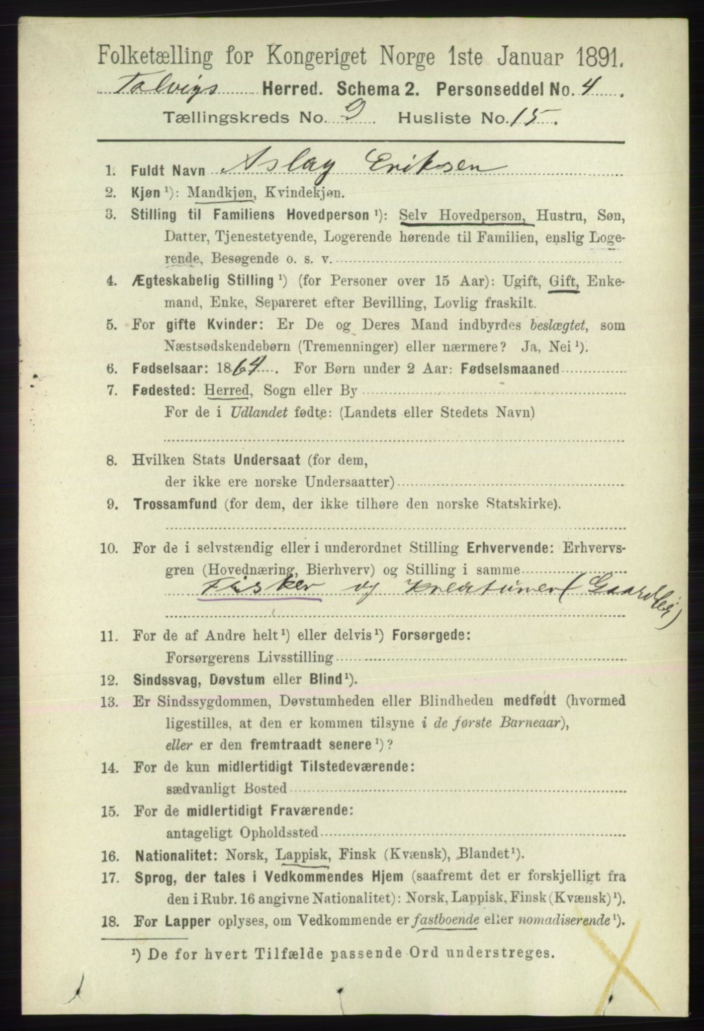 RA, 1891 census for 2013 Talvik, 1891, p. 2245