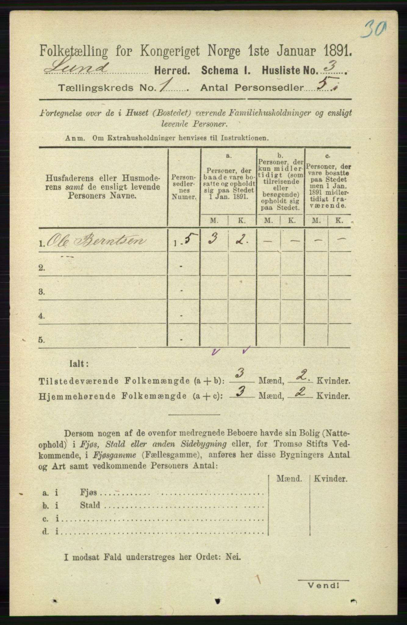 RA, 1891 census for 1112 Lund, 1891, p. 19