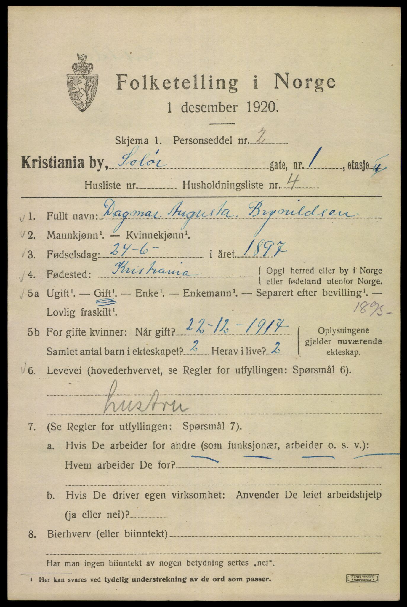 SAO, 1920 census for Kristiania, 1920, p. 528021