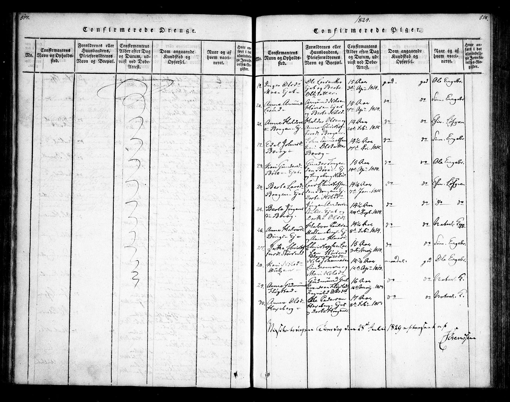 Sørum prestekontor Kirkebøker, AV/SAO-A-10303/F/Fa/L0003: Parish register (official) no. I 3, 1814-1829, p. 517-518