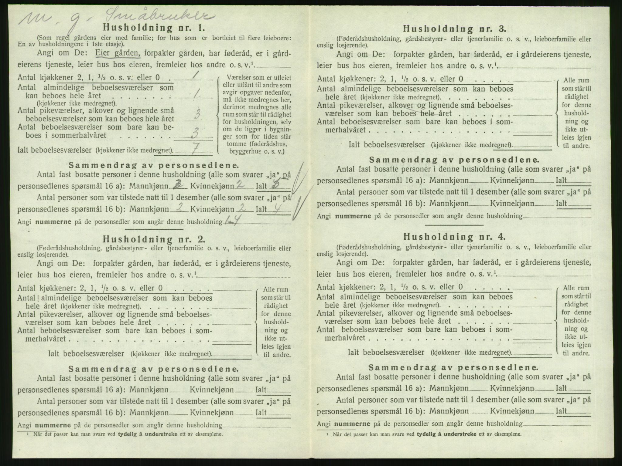 SAT, 1920 census for Veøy, 1920, p. 442