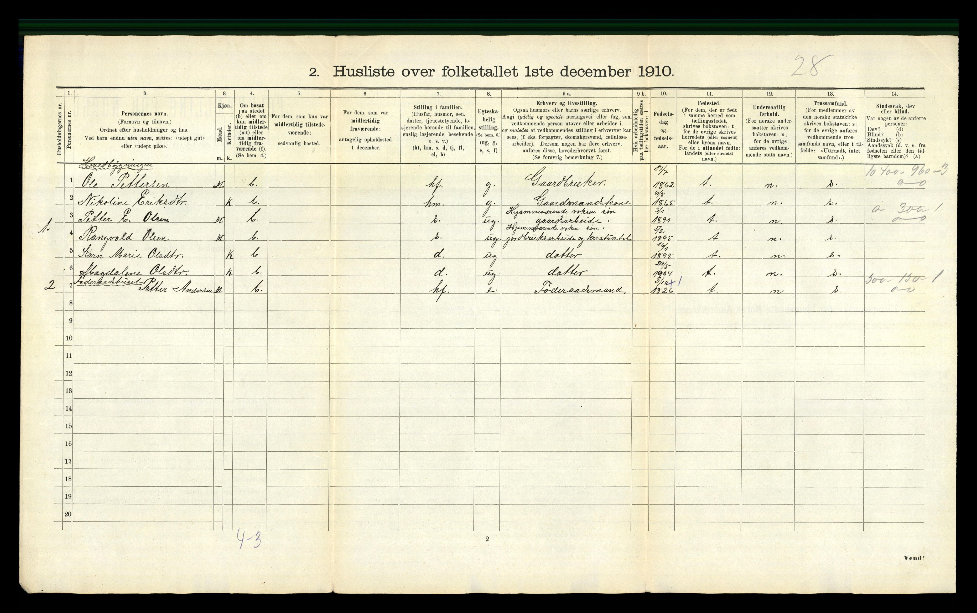 RA, 1910 census for Stordal, 1910, p. 29