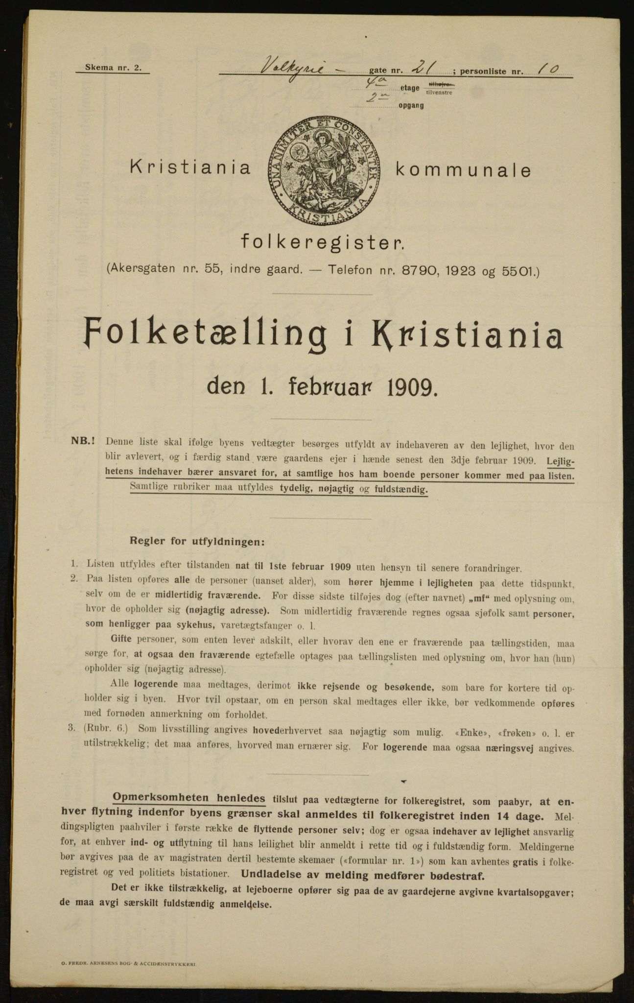 OBA, Municipal Census 1909 for Kristiania, 1909, p. 110540