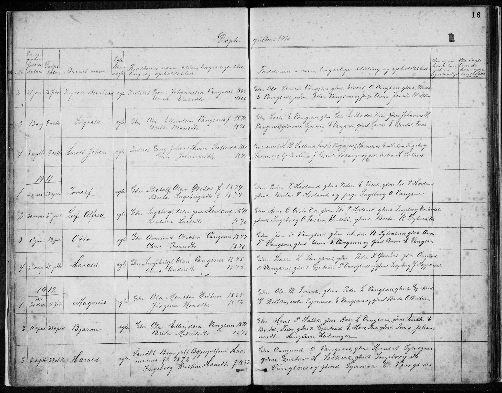 Vik sokneprestembete, AV/SAB-A-81501/H/Hab/Habc/L0002: Parish register (copy) no. C 2, 1880-1934, p. 16