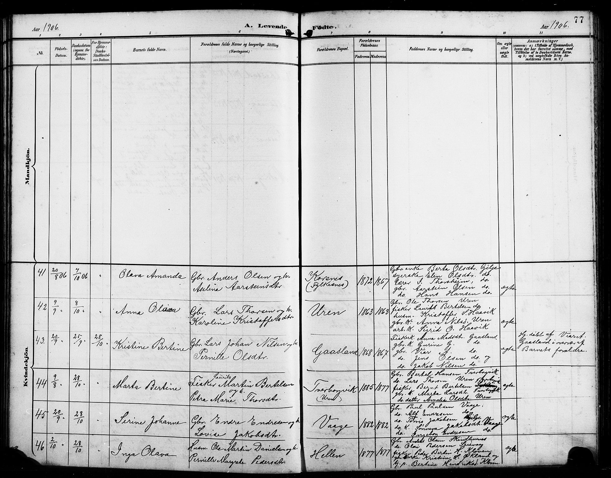 Finnås sokneprestembete, AV/SAB-A-99925/H/Ha/Hab/Habb/L0004: Parish register (copy) no. B 4, 1897-1907, p. 77