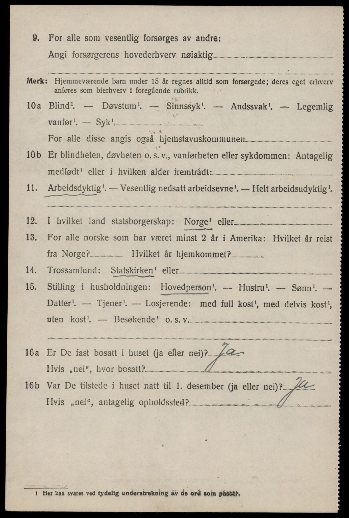 SAST, 1920 census for Sauda, 1920, p. 4509