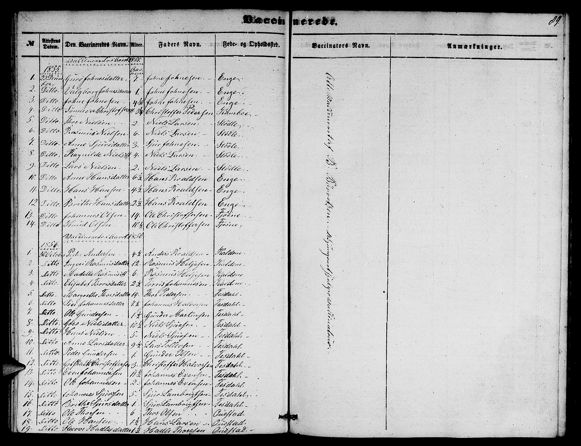 Etne sokneprestembete, SAB/A-75001/H/Hab: Parish register (copy) no. A 2, 1851-1862, p. 89