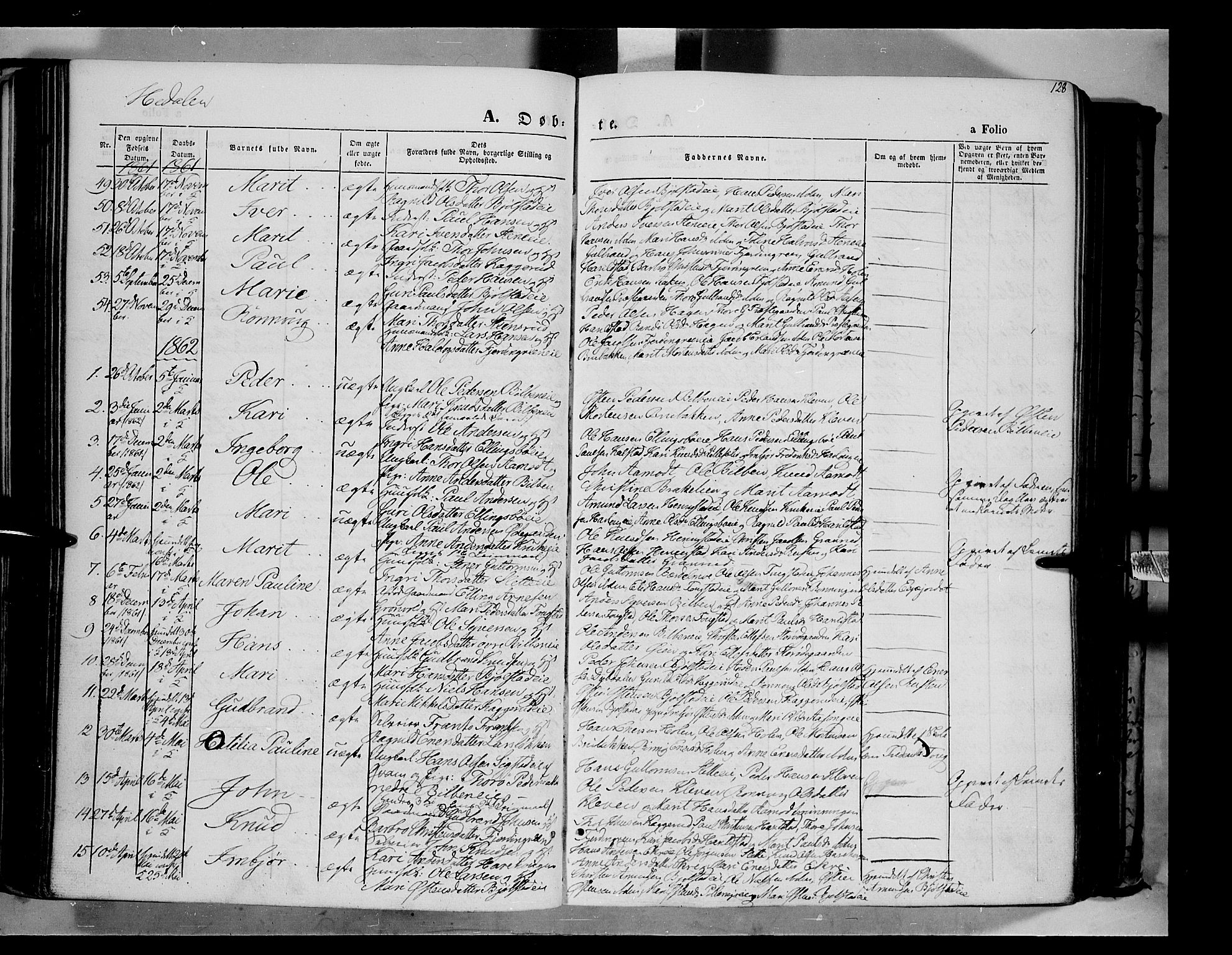 Vågå prestekontor, SAH/PREST-076/H/Ha/Haa/L0006: Parish register (official) no. 6 /2, 1857-1872, p. 128