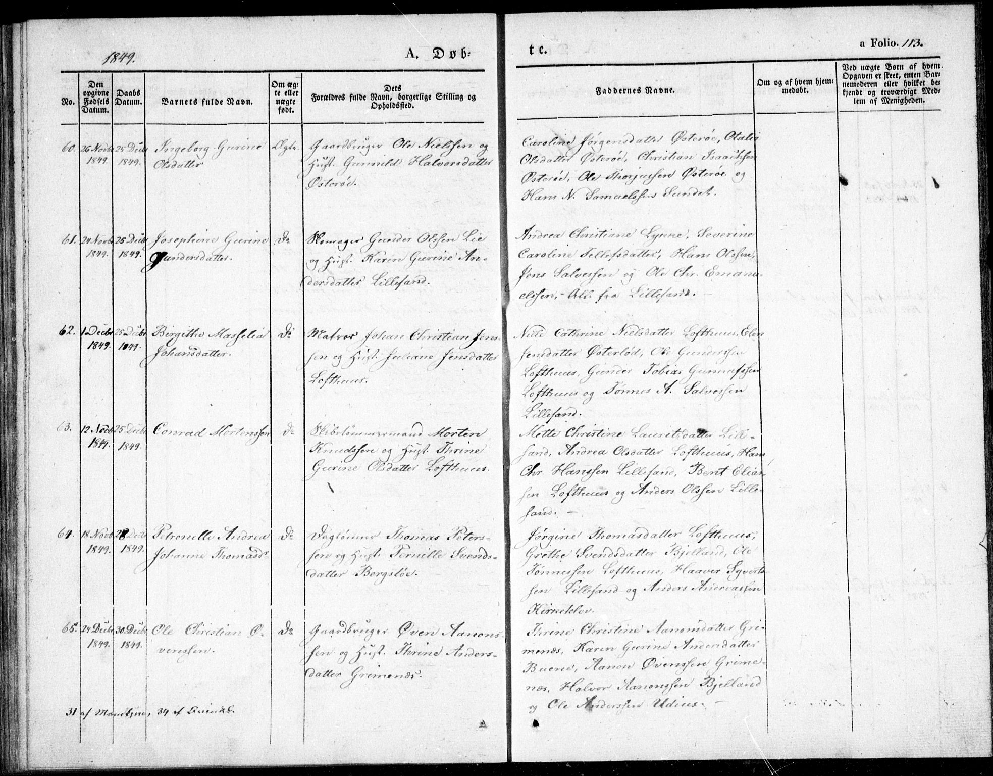 Vestre Moland sokneprestkontor, AV/SAK-1111-0046/F/Fb/Fbb/L0002: Parish register (copy) no. B 2, 1836-1851, p. 113