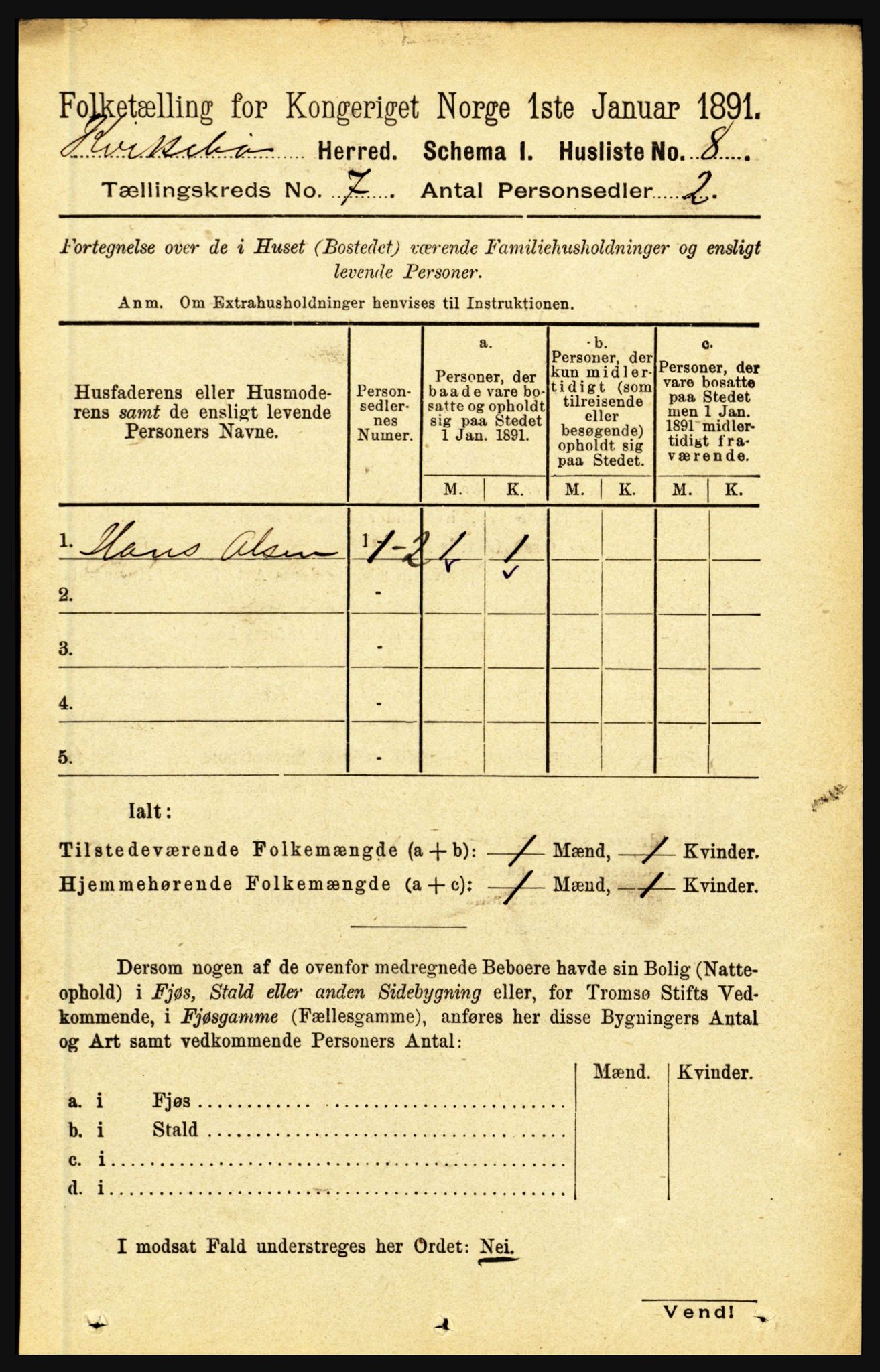 RA, 1891 census for 1416 Kyrkjebø, 1891, p. 1813