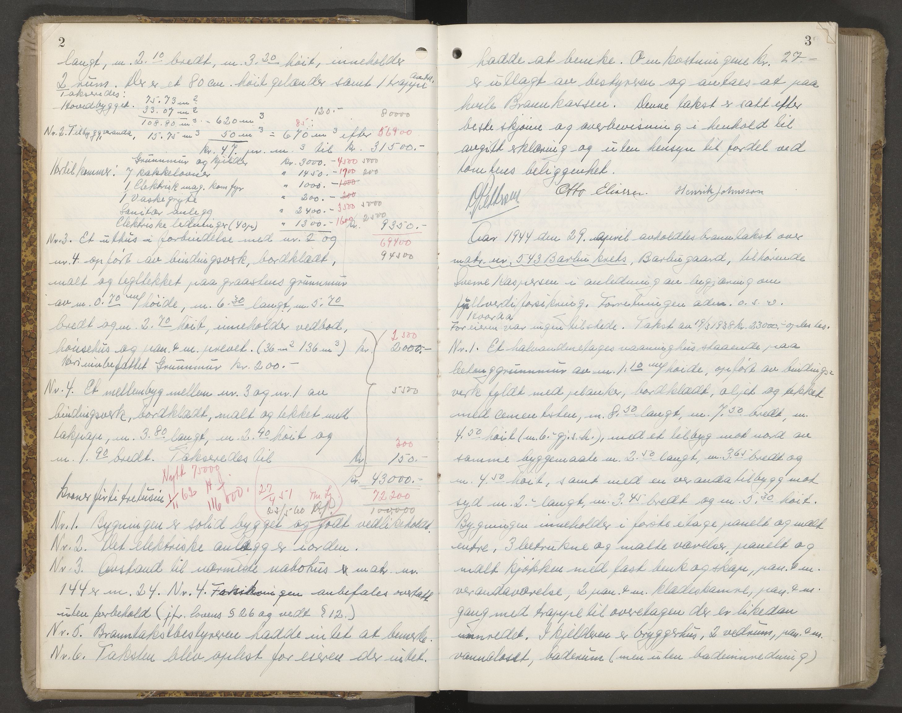 Norges Brannkasse Arendal, AV/SAK-2241-0002/F/Fa/L0035: Branntakstprotokoll nr. 33 med matrikkelnummerregister, 1944-1949