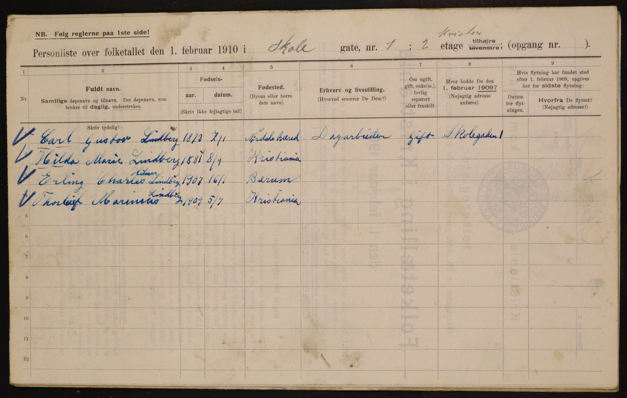 OBA, Municipal Census 1910 for Kristiania, 1910, p. 91743