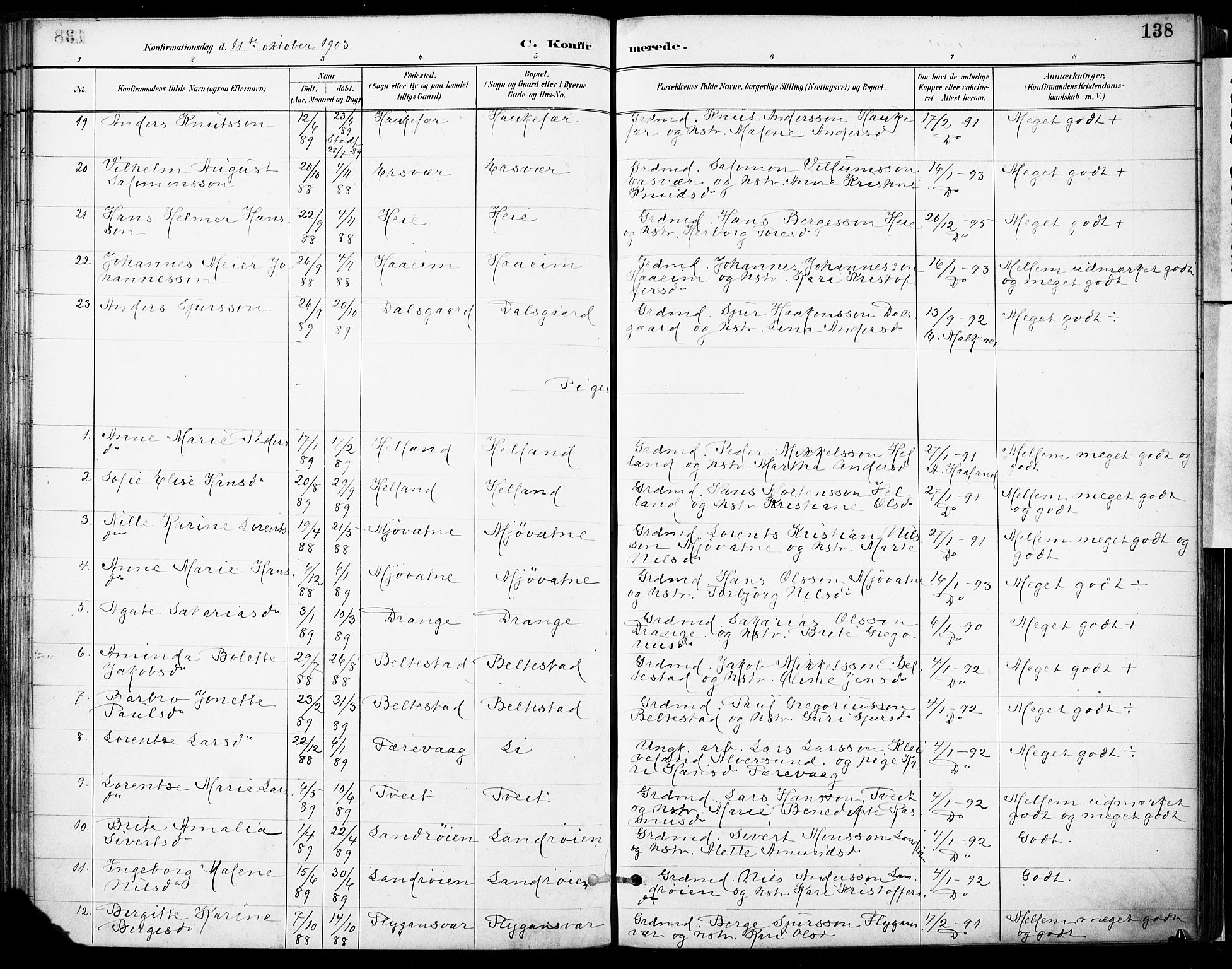 Tysnes sokneprestembete, AV/SAB-A-78601/H/Haa: Parish register (official) no. D 1, 1887-1904, p. 138