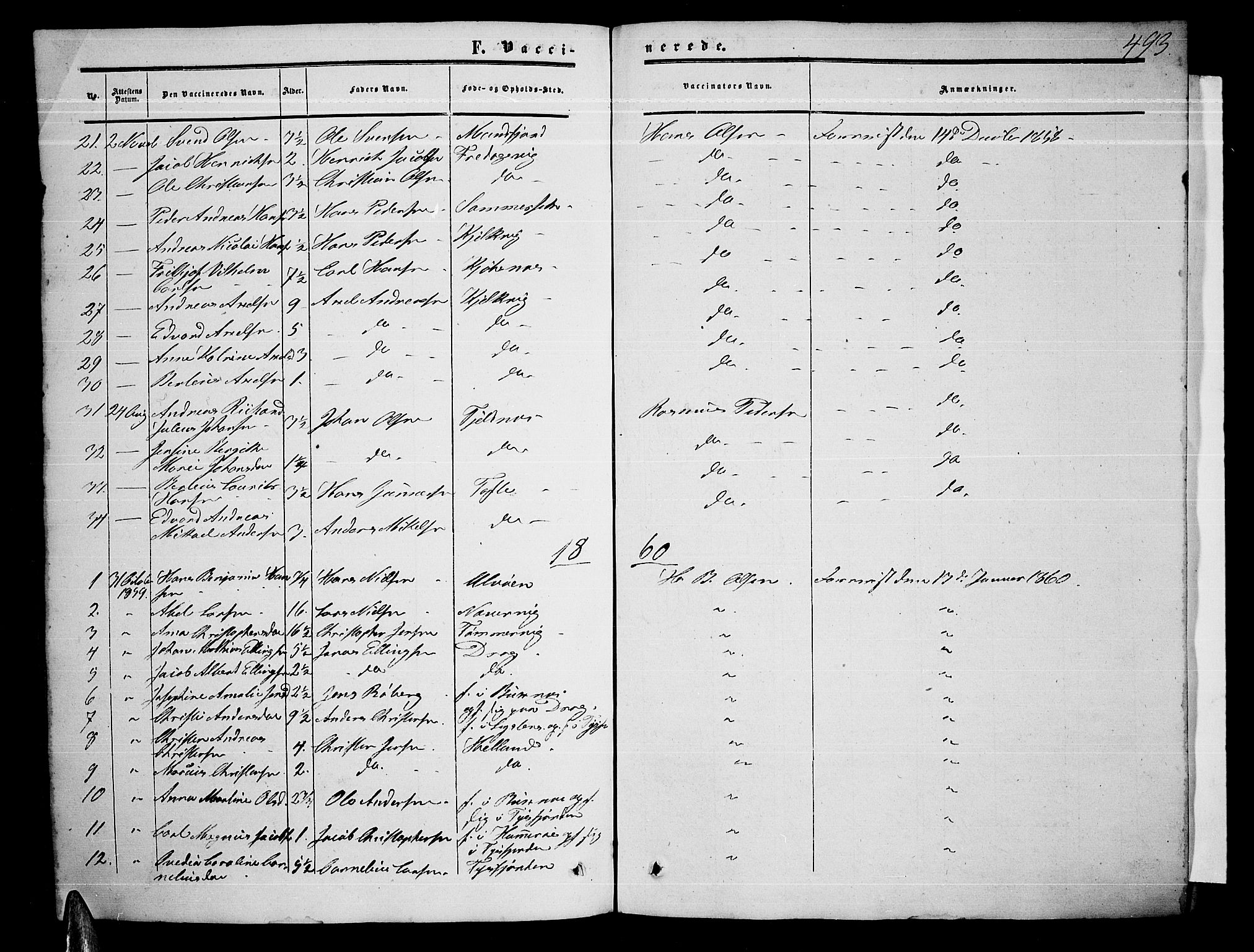 Ministerialprotokoller, klokkerbøker og fødselsregistre - Nordland, AV/SAT-A-1459/872/L1046: Parish register (copy) no. 872C02, 1852-1879, p. 493