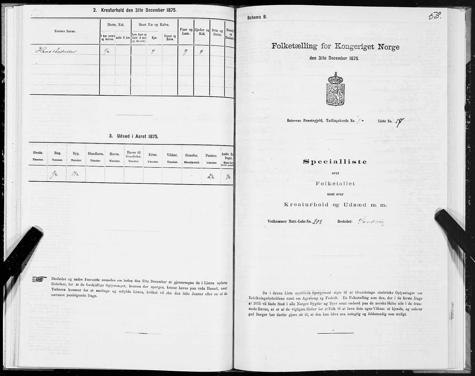 SAT, 1875 census for 1839P Beiarn, 1875, p. 1053