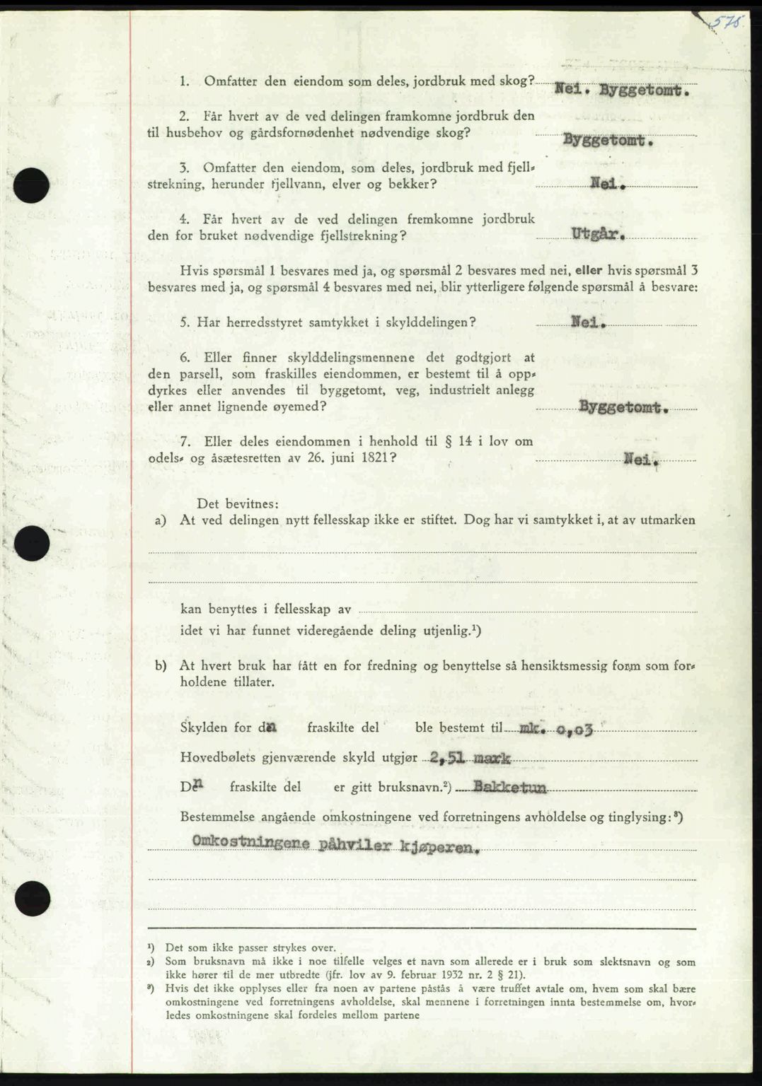 Nordmøre sorenskriveri, AV/SAT-A-4132/1/2/2Ca: Mortgage book no. A112, 1949-1949, Diary no: : 2726/1949