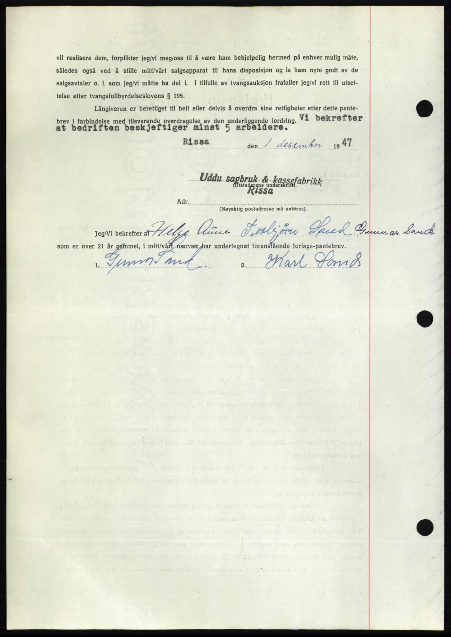 Fosen sorenskriveri, AV/SAT-A-1107/1/2/2C: Mortgage book no. B, 1946-1948, Diary no: : 1752/1947