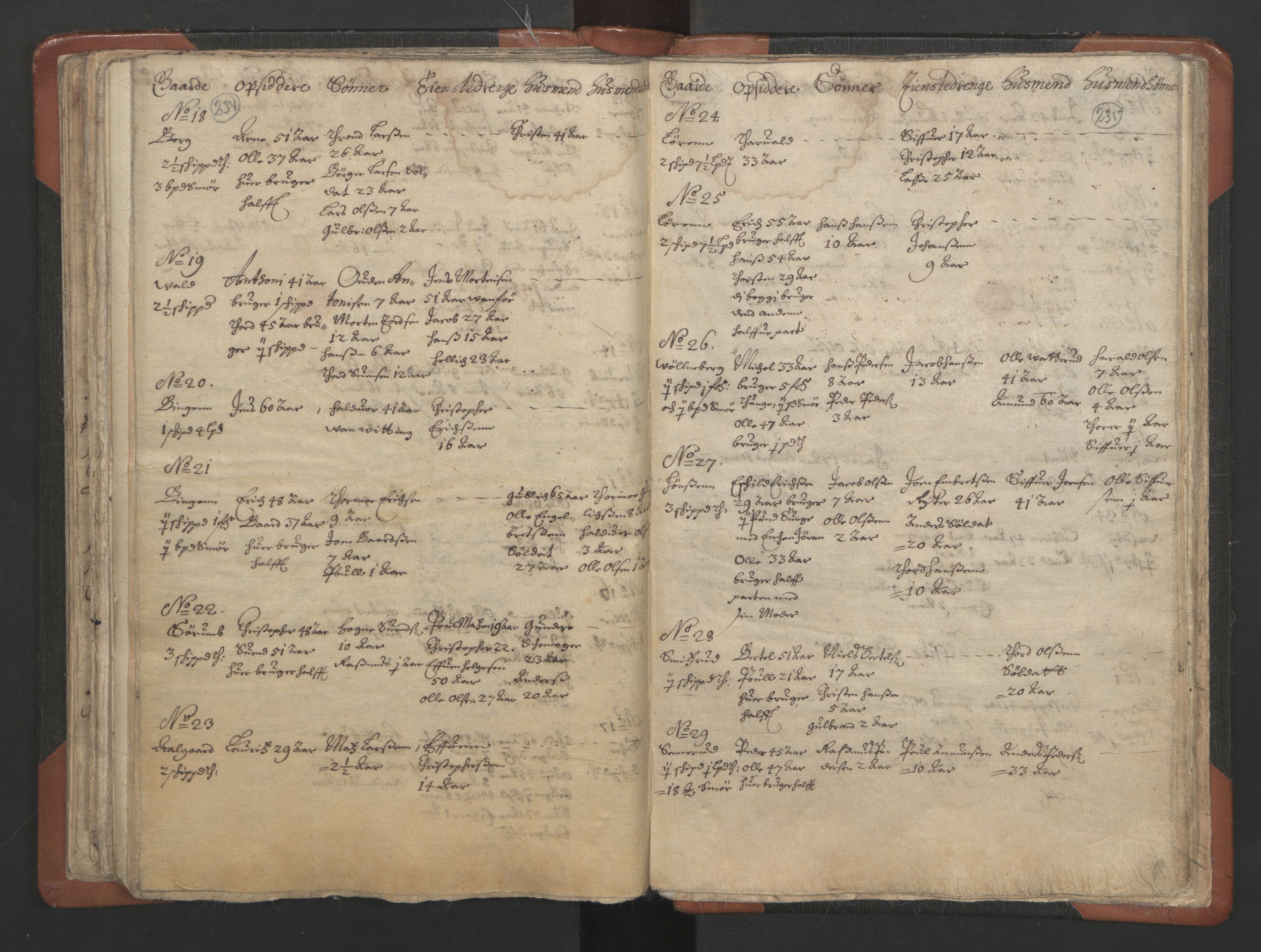 RA, Vicar's Census 1664-1666, no. 3: Nedre Romerike deanery, 1664-1666, p. 234-235