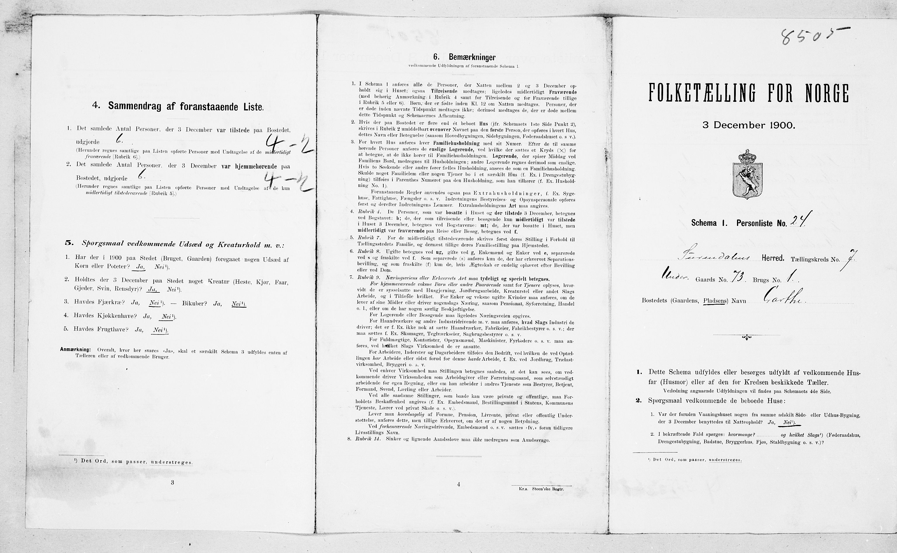 SAT, 1900 census for Surnadal, 1900, p. 733