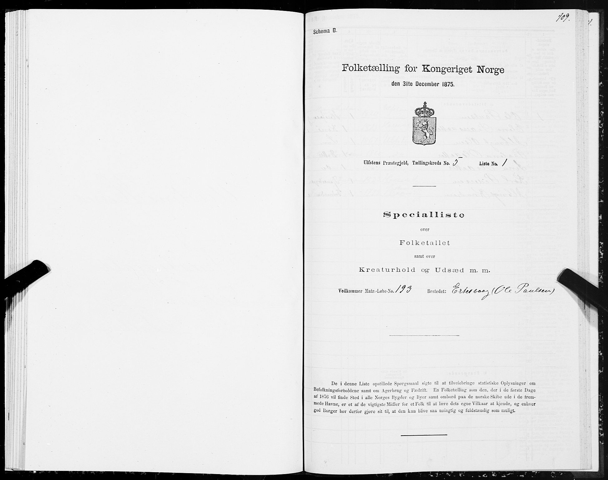 SAT, 1875 census for 1516P Ulstein, 1875, p. 2109