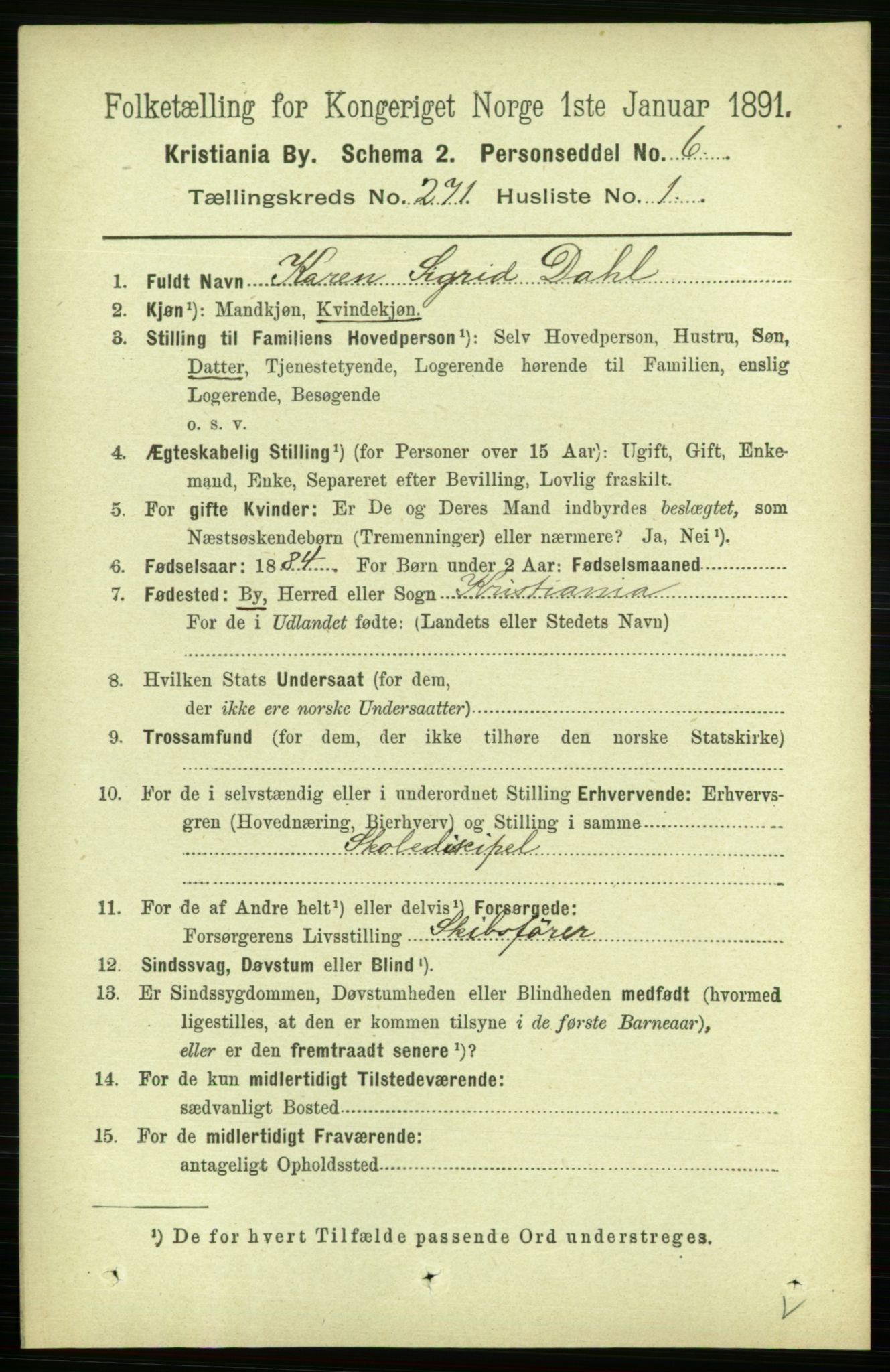 RA, 1891 census for 0301 Kristiania, 1891, p. 164573