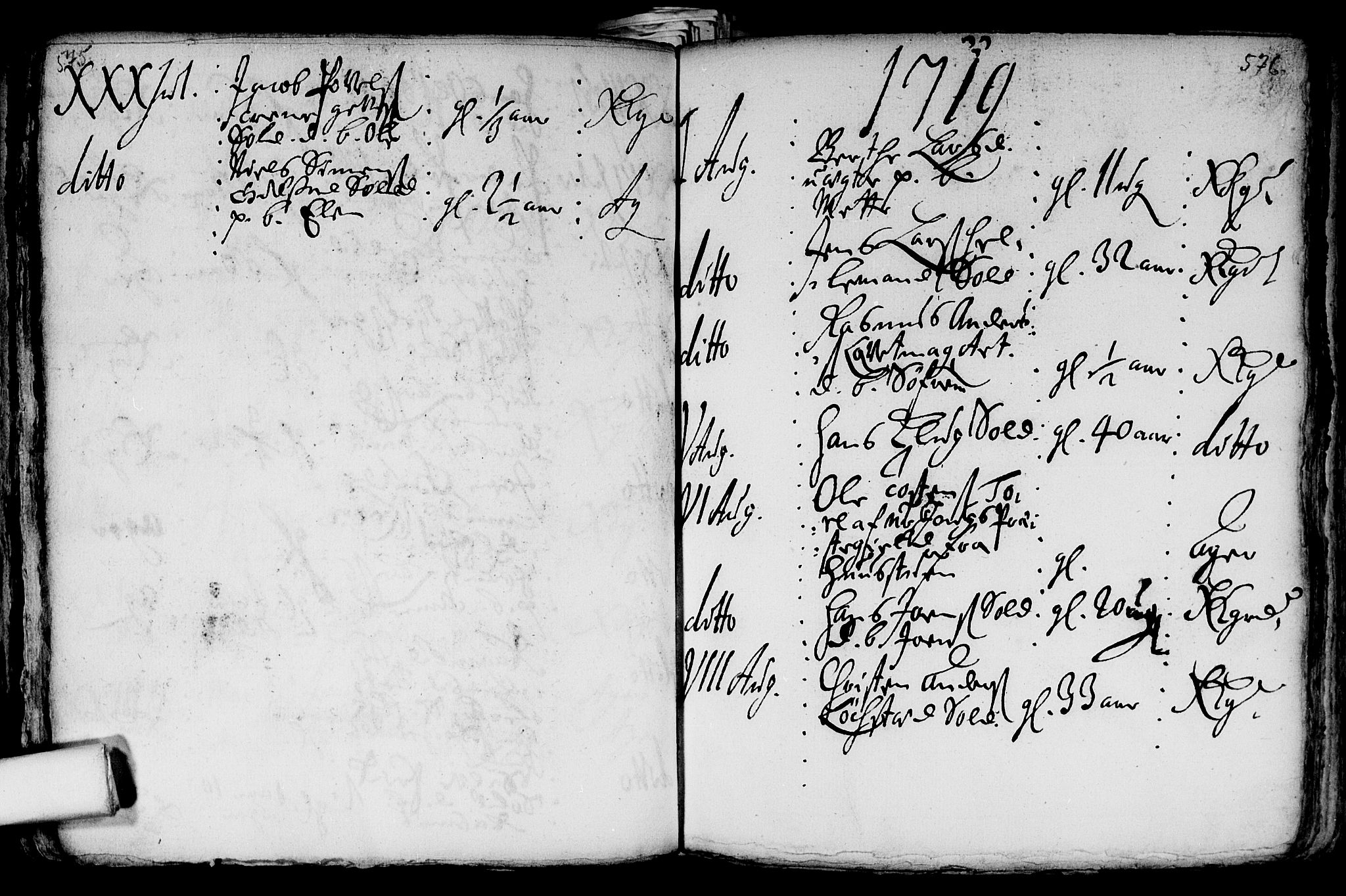 Aker prestekontor kirkebøker, SAO/A-10861/F/L0002: Parish register (official) no. 2, 1714-1720, p. 575-576