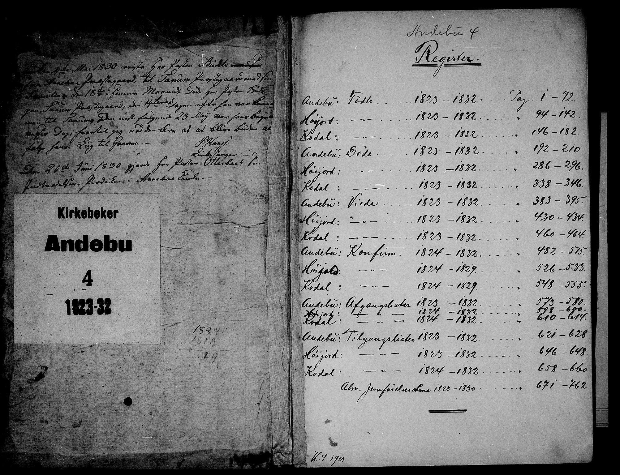 Andebu kirkebøker, AV/SAKO-A-336/G/Ga/L0002: Parish register (copy) no. I 2 /1, 1823-1832