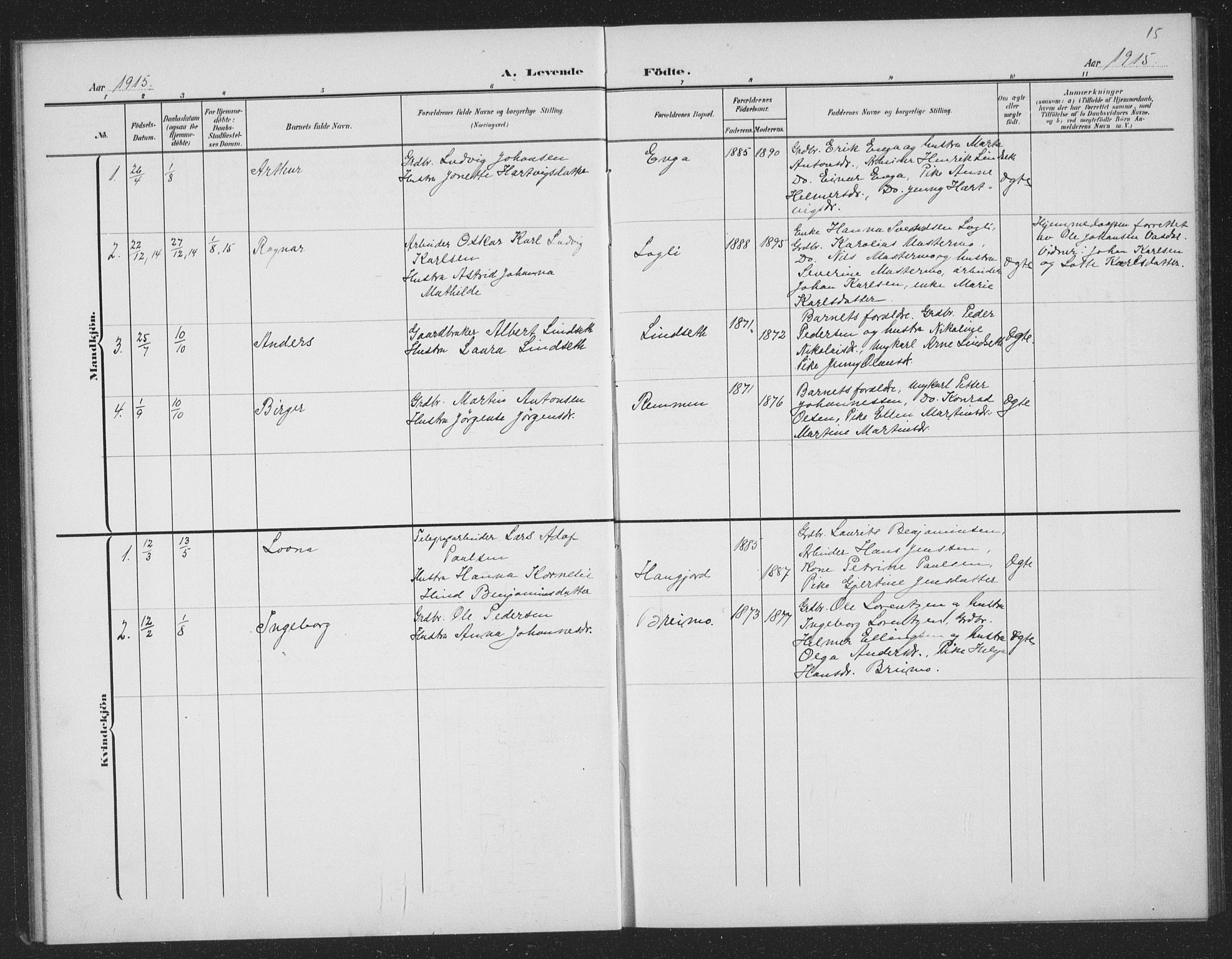 Ministerialprotokoller, klokkerbøker og fødselsregistre - Nordland, AV/SAT-A-1459/833/L0502: Parish register (copy) no. 833C01, 1906-1934, p. 15