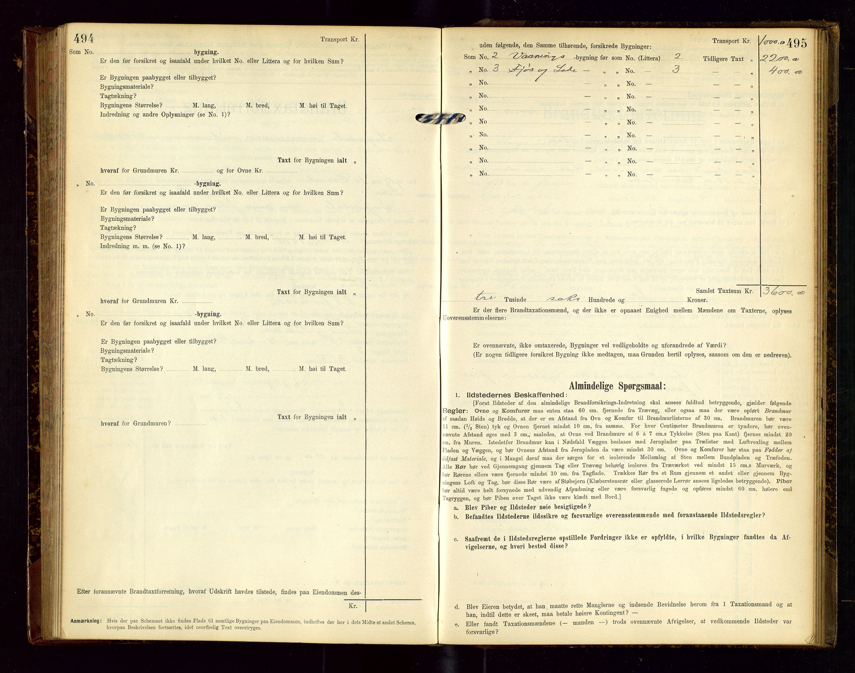 Sokndal lensmannskontor, AV/SAST-A-100417/Gob/L0002: "Brandtaxt-Protokol", 1902-1914, p. 494-495