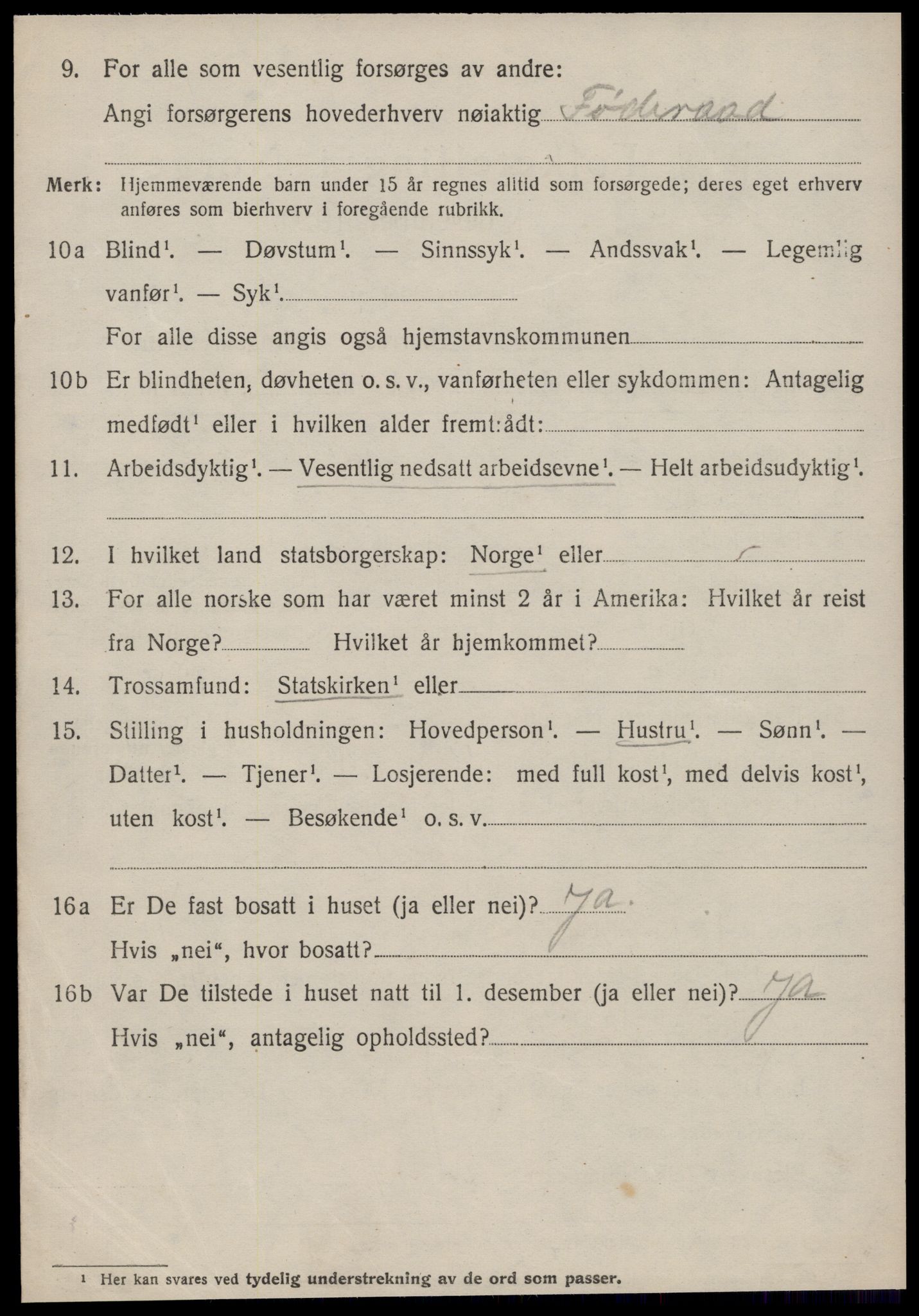 SAT, 1920 census for Vatne, 1920, p. 3921
