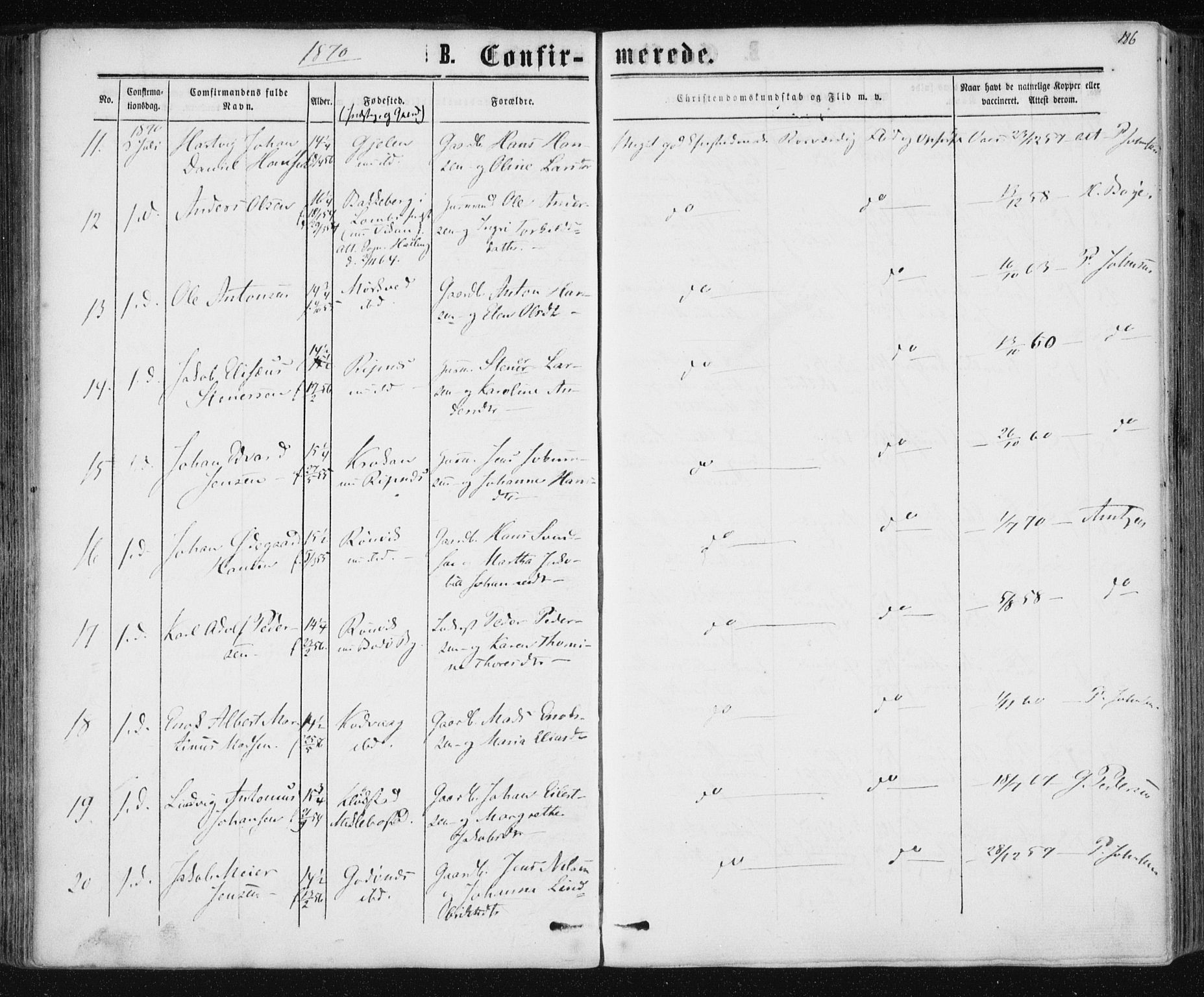 Ministerialprotokoller, klokkerbøker og fødselsregistre - Nordland, SAT/A-1459/801/L0008: Parish register (official) no. 801A08, 1864-1875, p. 186