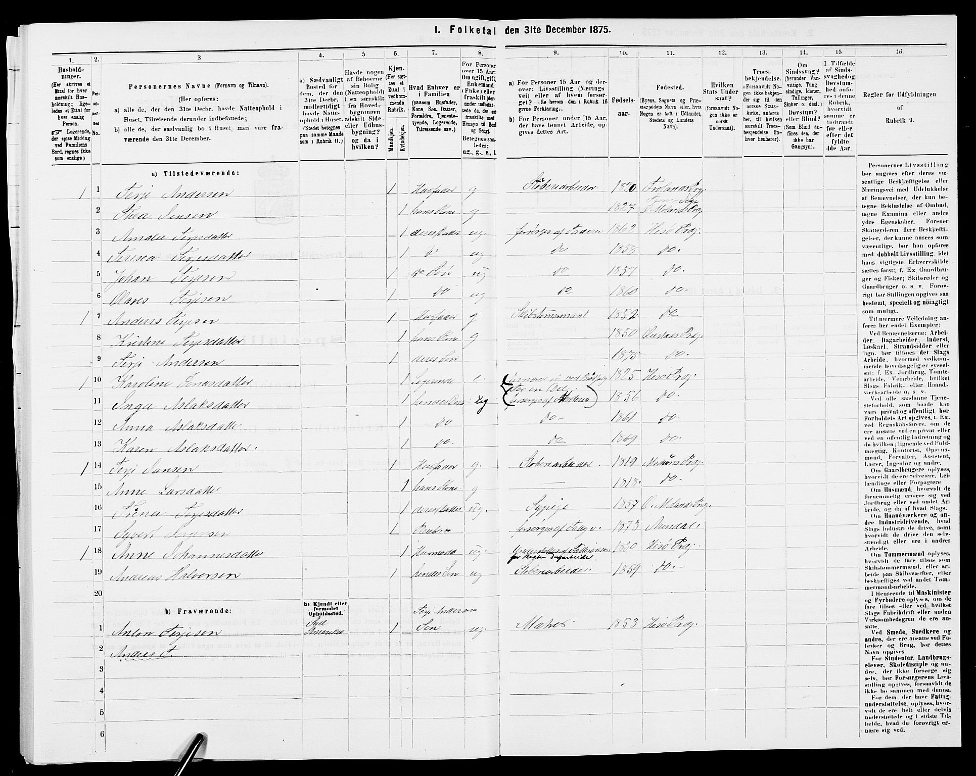 SAK, 1875 census for 0922P Hisøy, 1875, p. 277