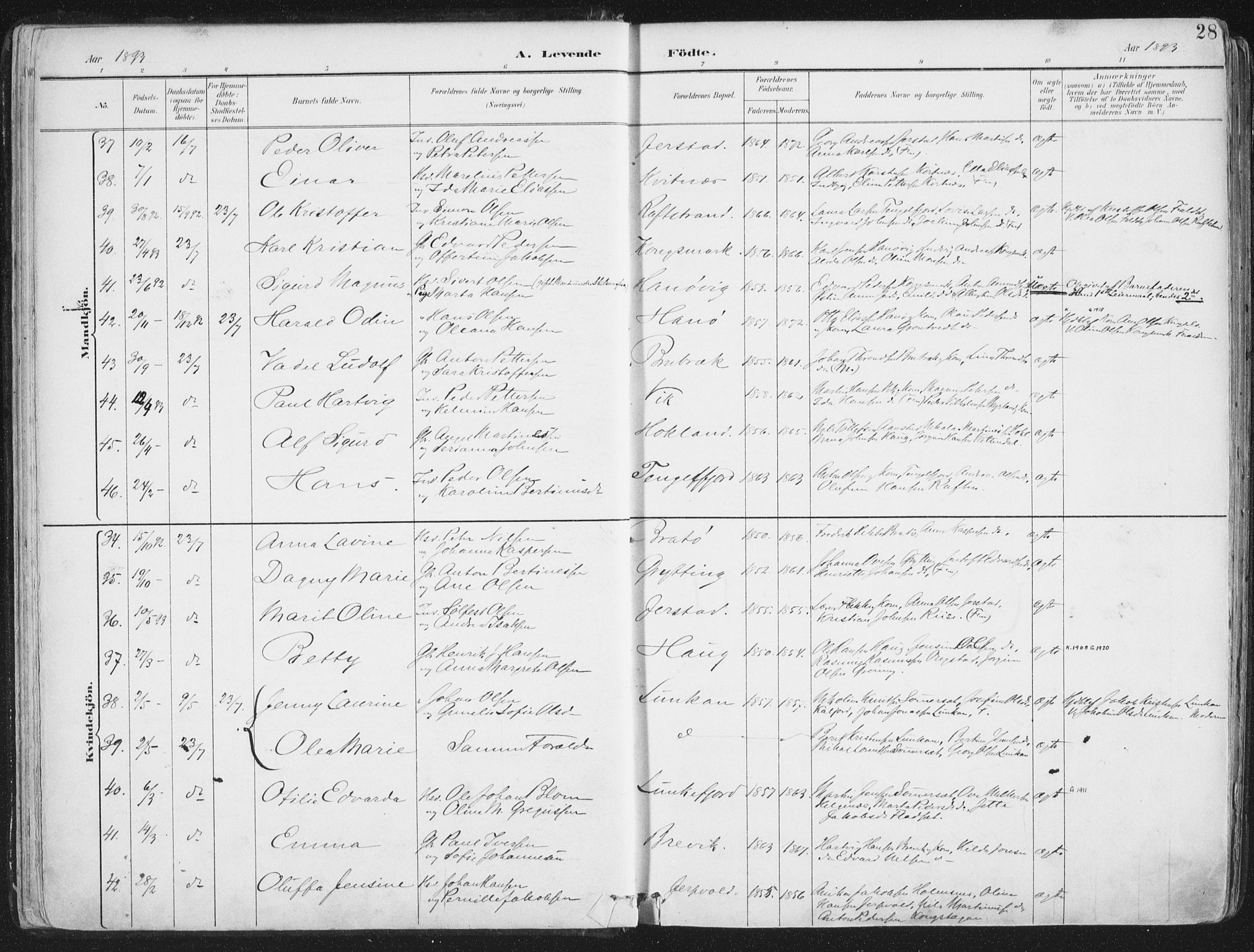 Ministerialprotokoller, klokkerbøker og fødselsregistre - Nordland, SAT/A-1459/888/L1246: Parish register (official) no. 888A12, 1891-1903, p. 28