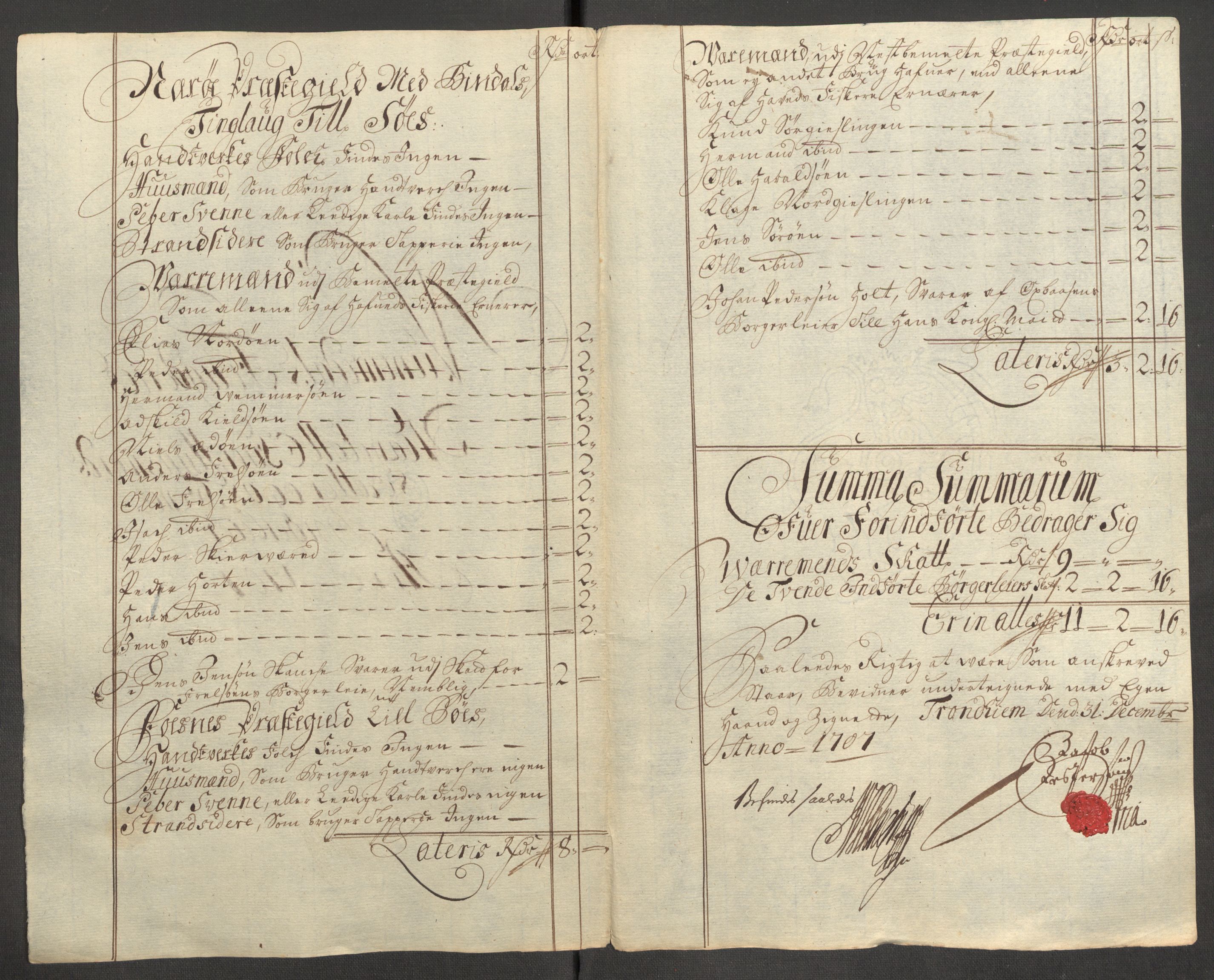 Rentekammeret inntil 1814, Reviderte regnskaper, Fogderegnskap, RA/EA-4092/R64/L4430: Fogderegnskap Namdal, 1707-1708, p. 116