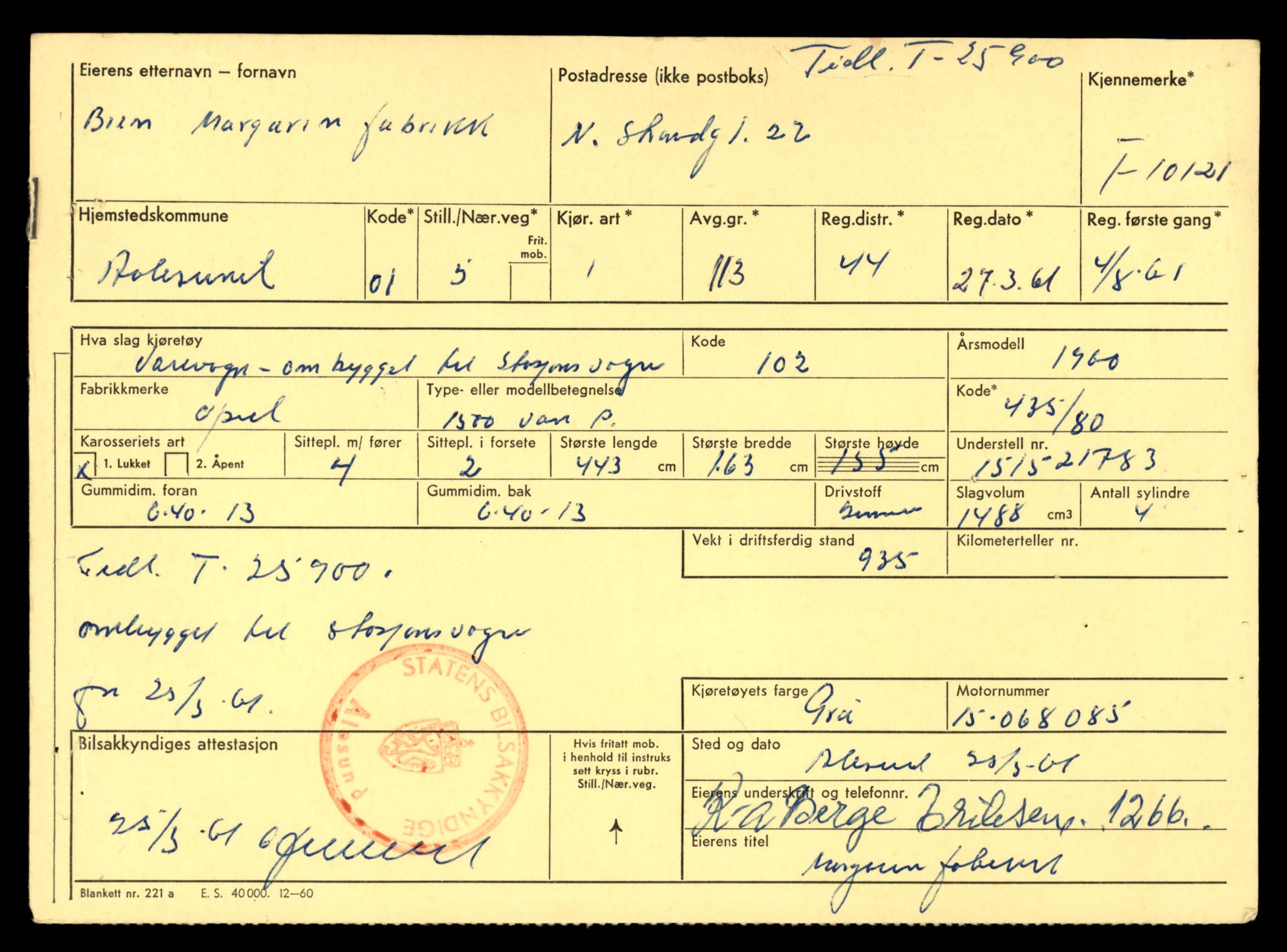 Møre og Romsdal vegkontor - Ålesund trafikkstasjon, AV/SAT-A-4099/F/Fe/L0018: Registreringskort for kjøretøy T 10091 - T 10227, 1927-1998, p. 1633