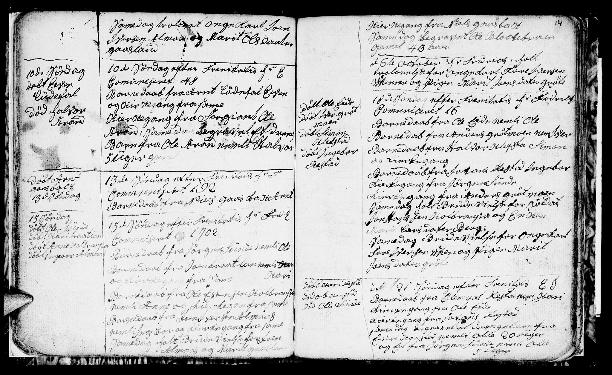 Ministerialprotokoller, klokkerbøker og fødselsregistre - Sør-Trøndelag, SAT/A-1456/694/L1129: Parish register (copy) no. 694C01, 1793-1815, p. 14