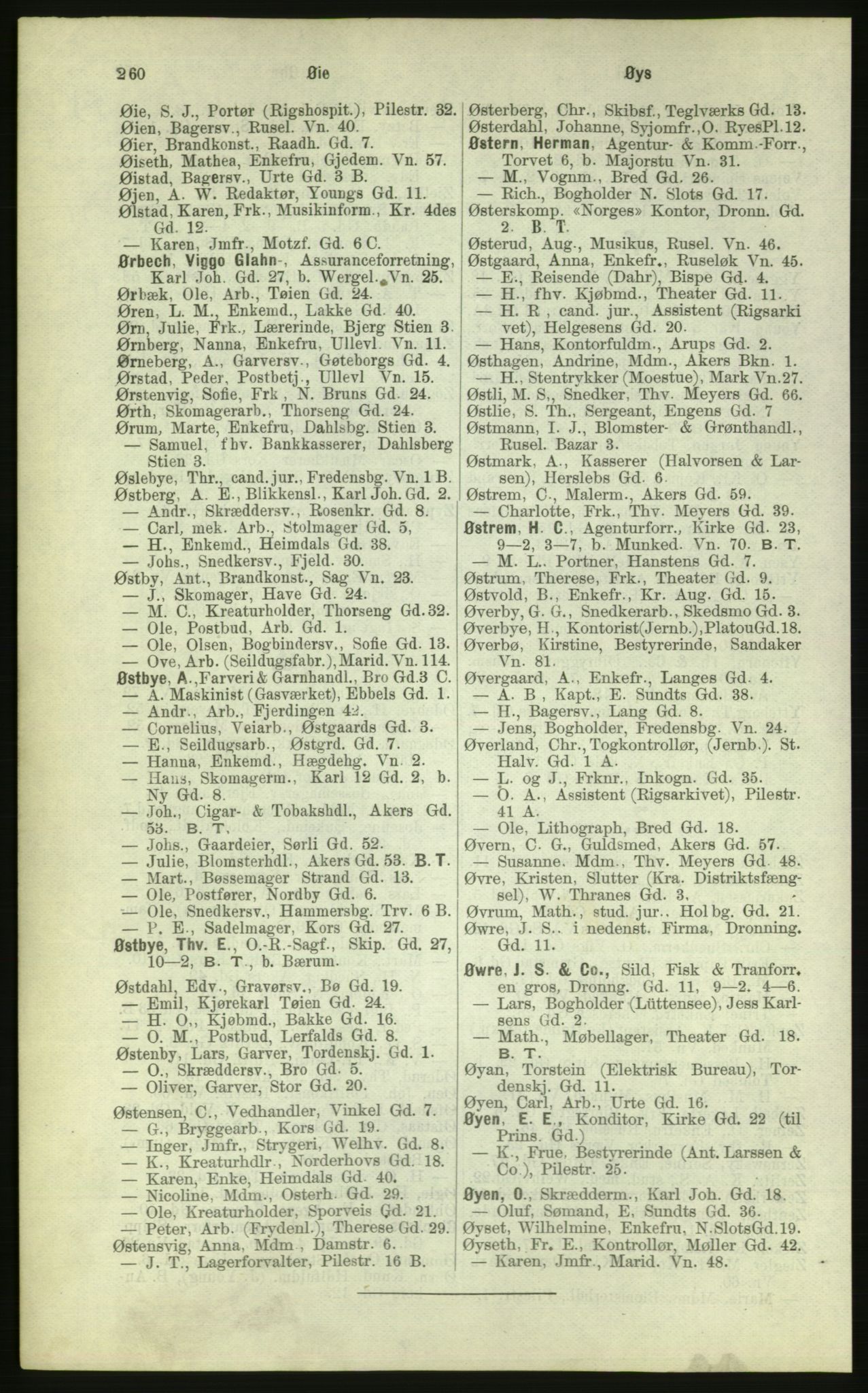 Kristiania/Oslo adressebok, PUBL/-, 1884, p. 260